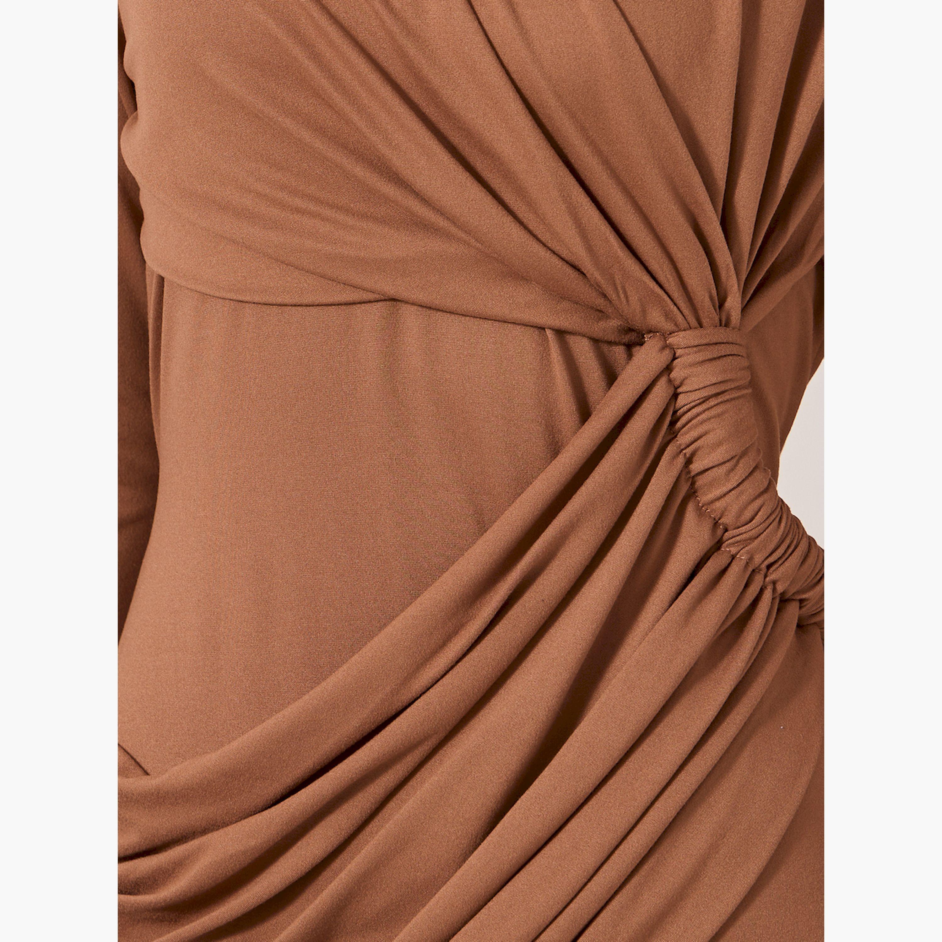 Styli Plain Gathered Detail Sheath Maxi Dress-women-clothing-dresses-image-4