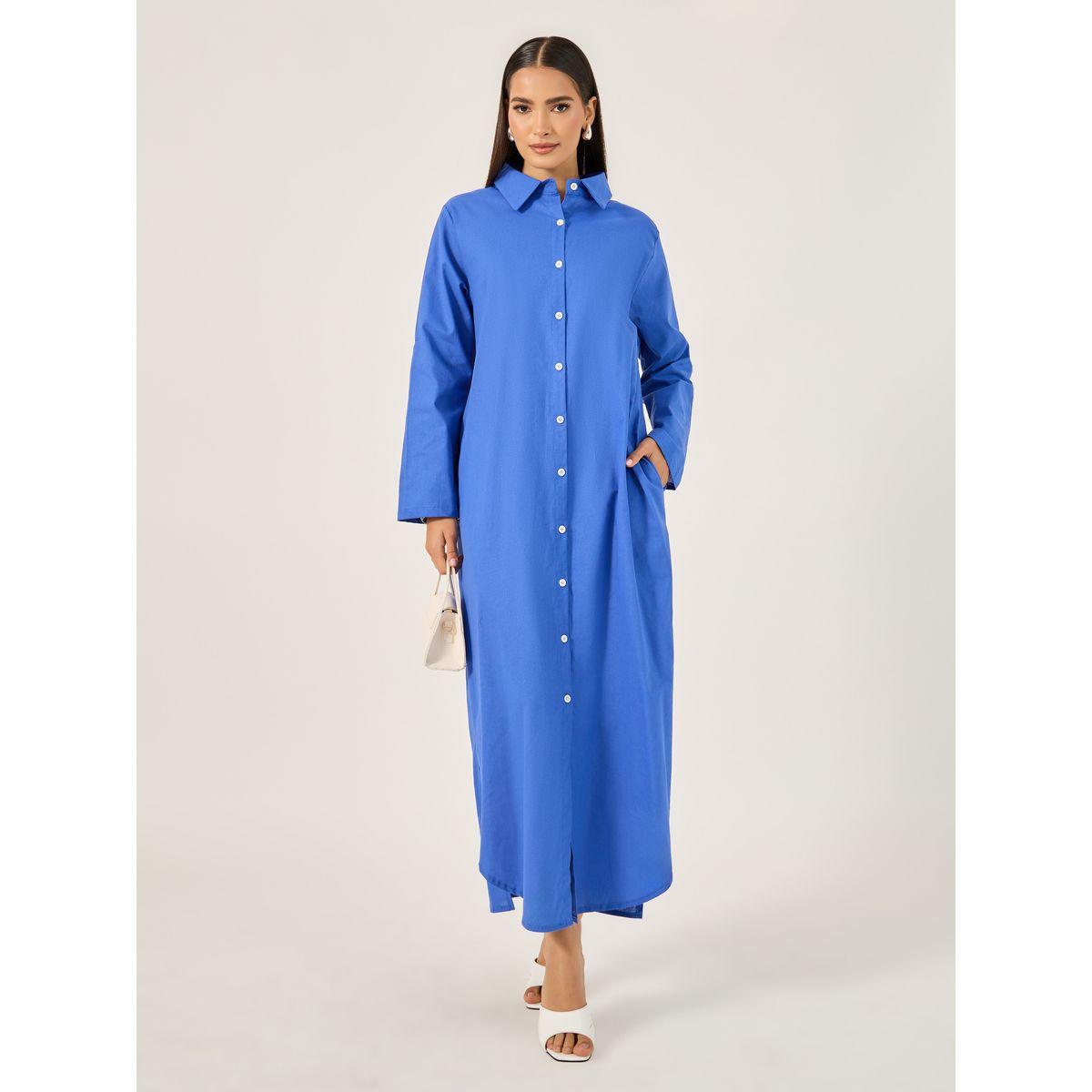 Styli Solid Button-Down Shirt Maxi Dress-women-clothing-dresses-image-2