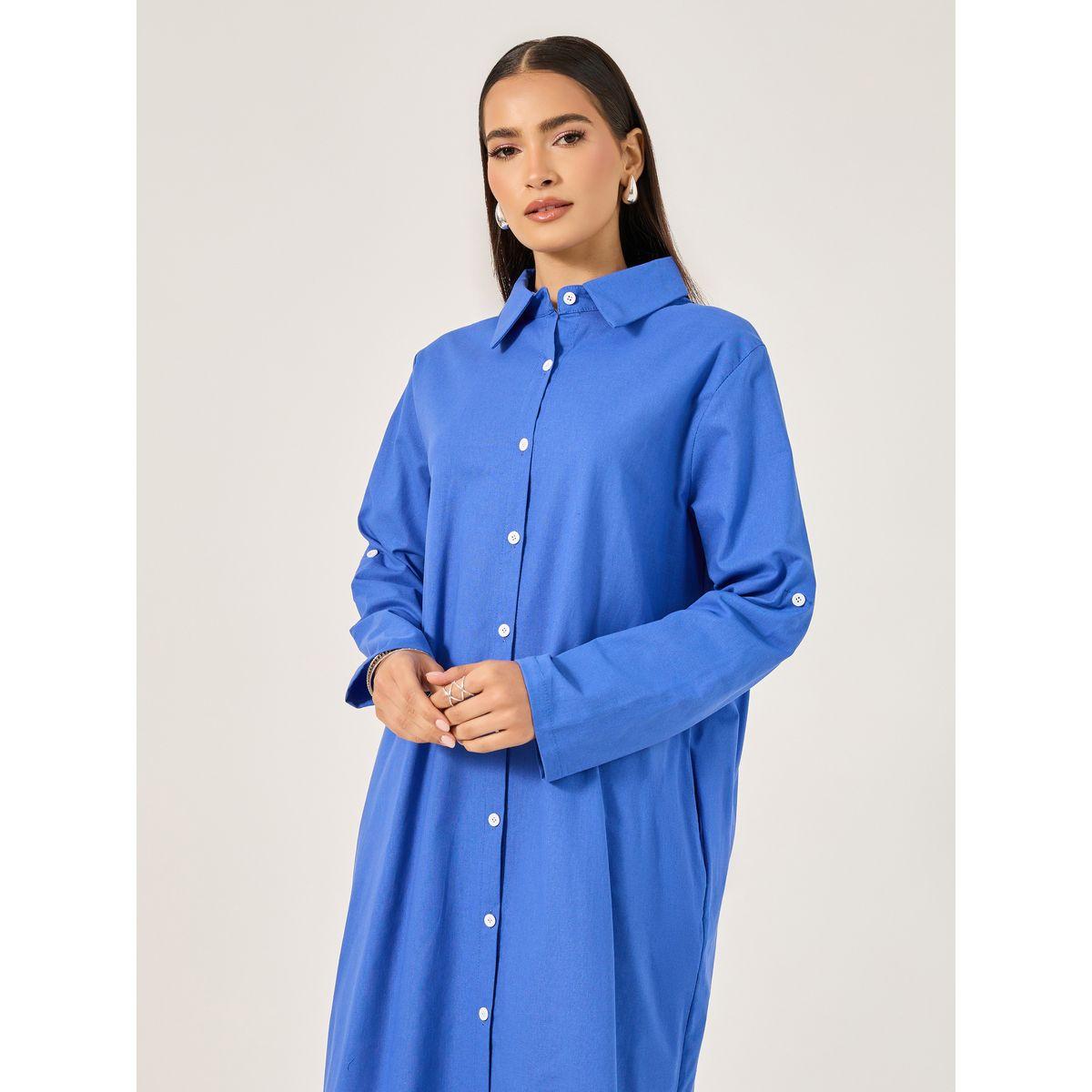 Styli Solid Button-Down Shirt Maxi Dress-women-clothing-dresses-image-3