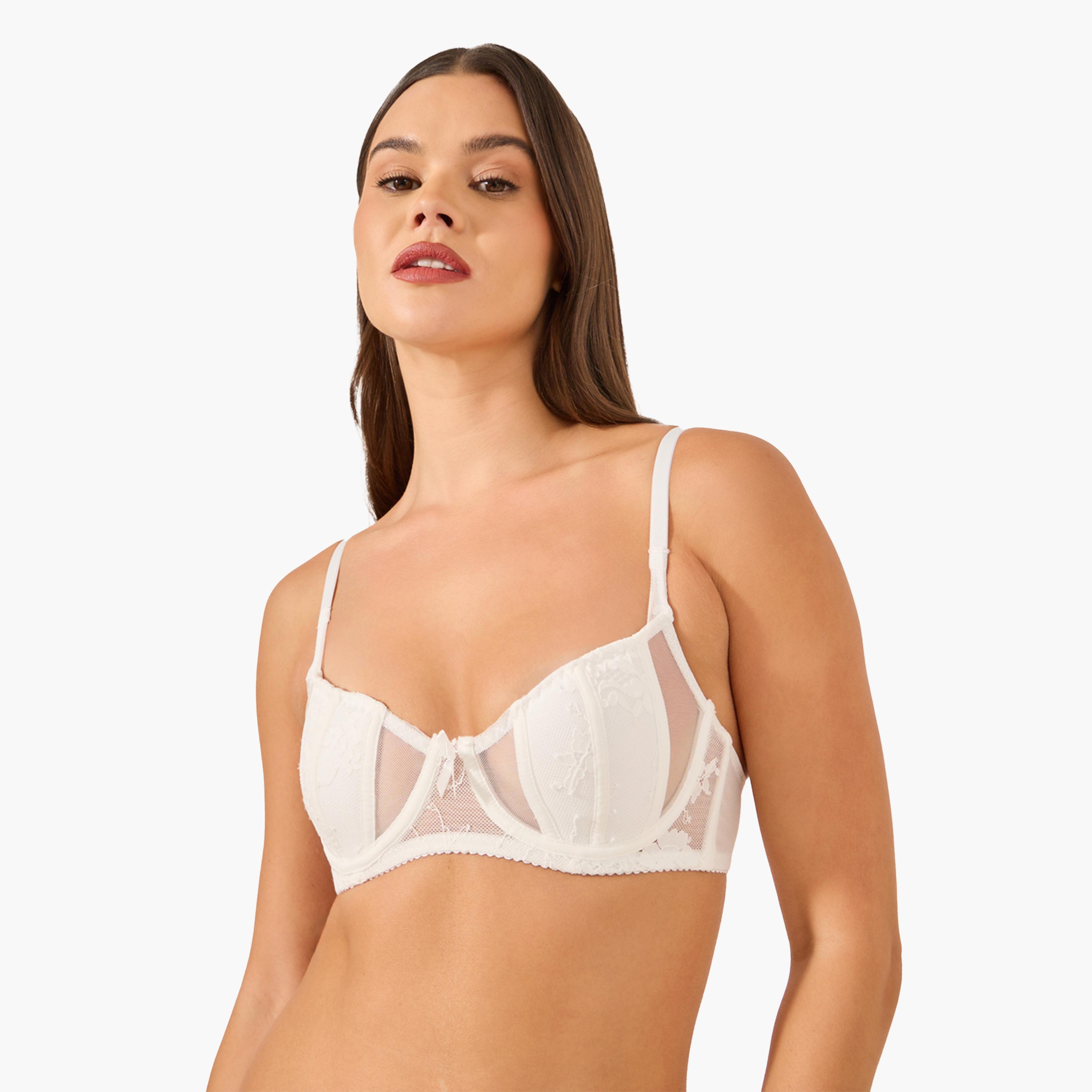 ستايلي-  حمالة صدر مبطنة بسلك من الدانتيل مع تفاصيل فيونكة-women-clothing-lingerie-bras-image-1
