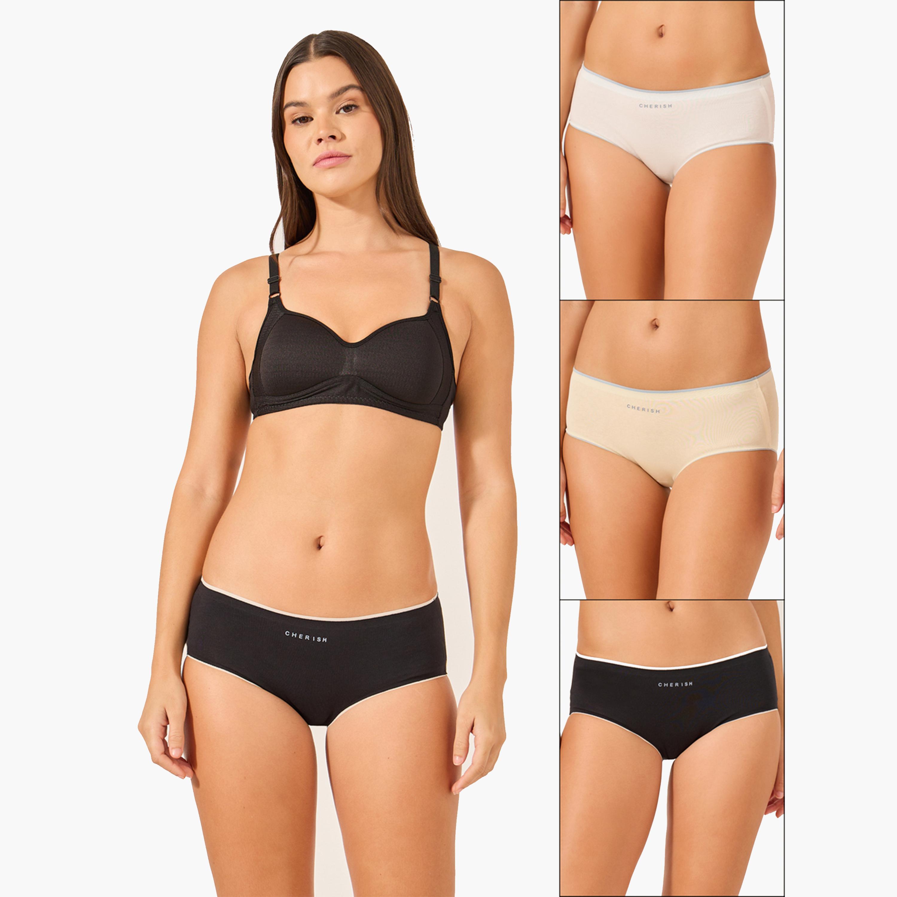 ستايلي - طقم قطعتين - سروال داخلي كامل بتفاصيل مطبوعة-women-clothing-lingerie-panties-image-1