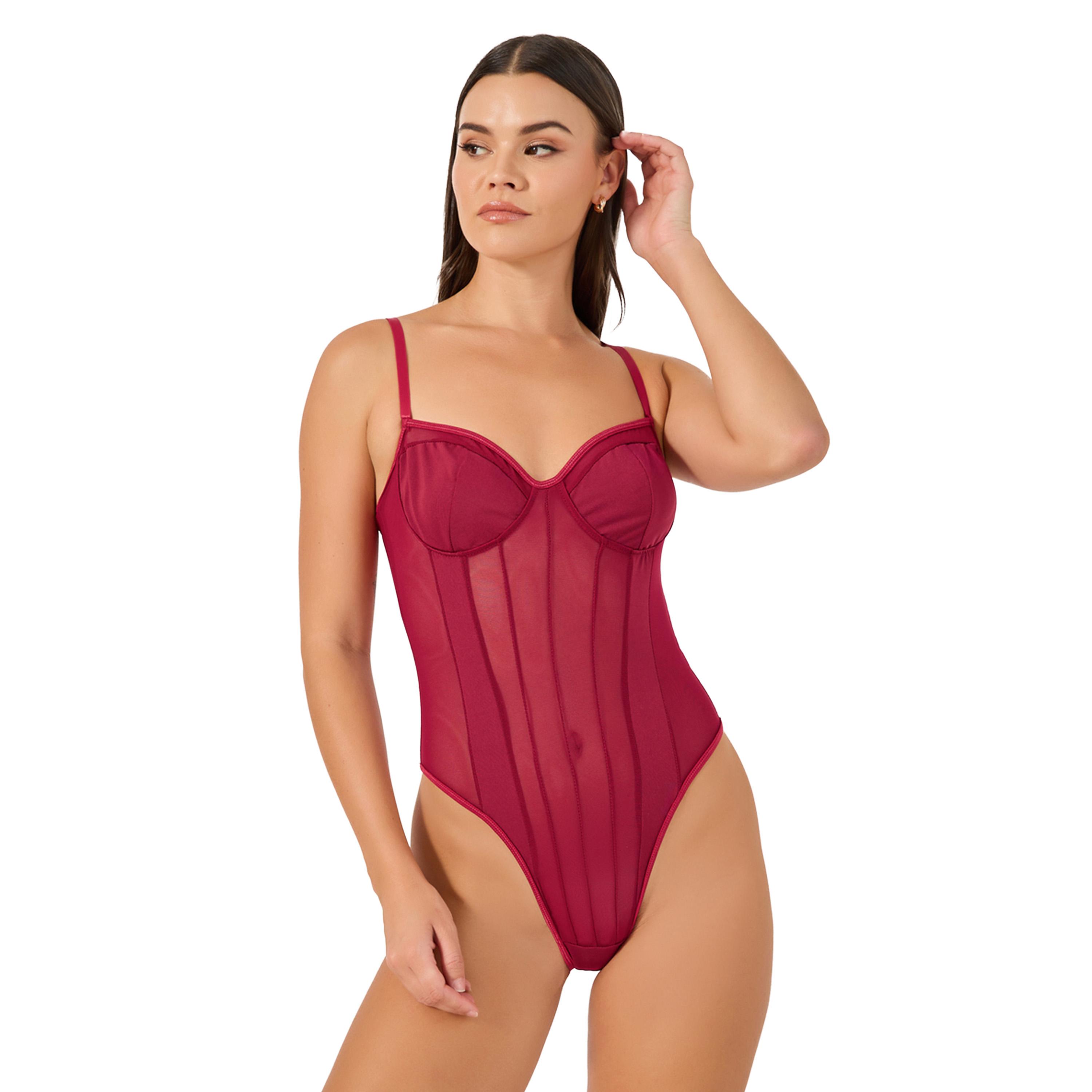 Styli Mesh Panel Underwired Bodysuit-women-clothing-lingerie-corsets-image-1