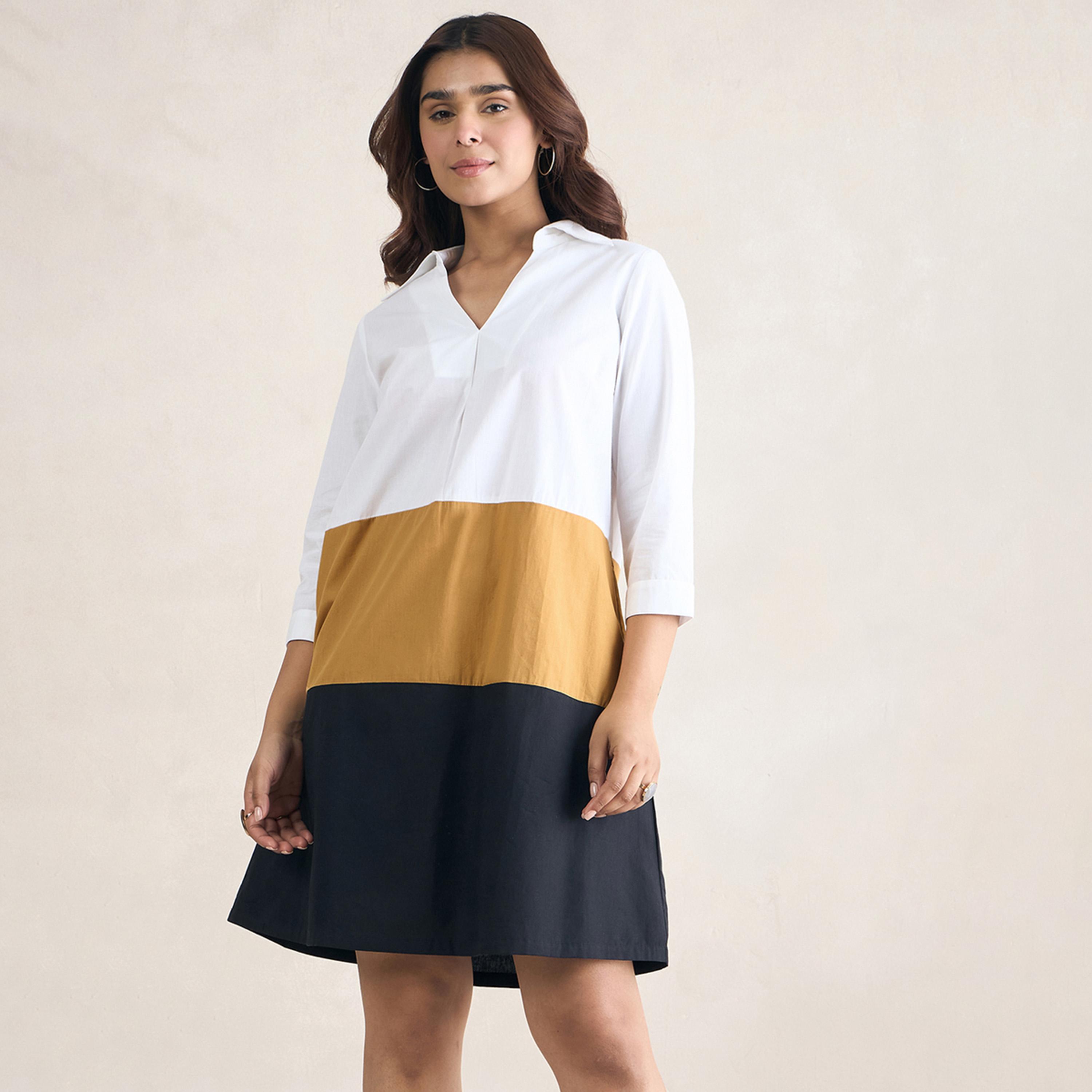 فيميلا × ستايلي - فستان متعدد الألوان برقبة على شكل V وبطول الركبة-women-clothing-dresses-image-1