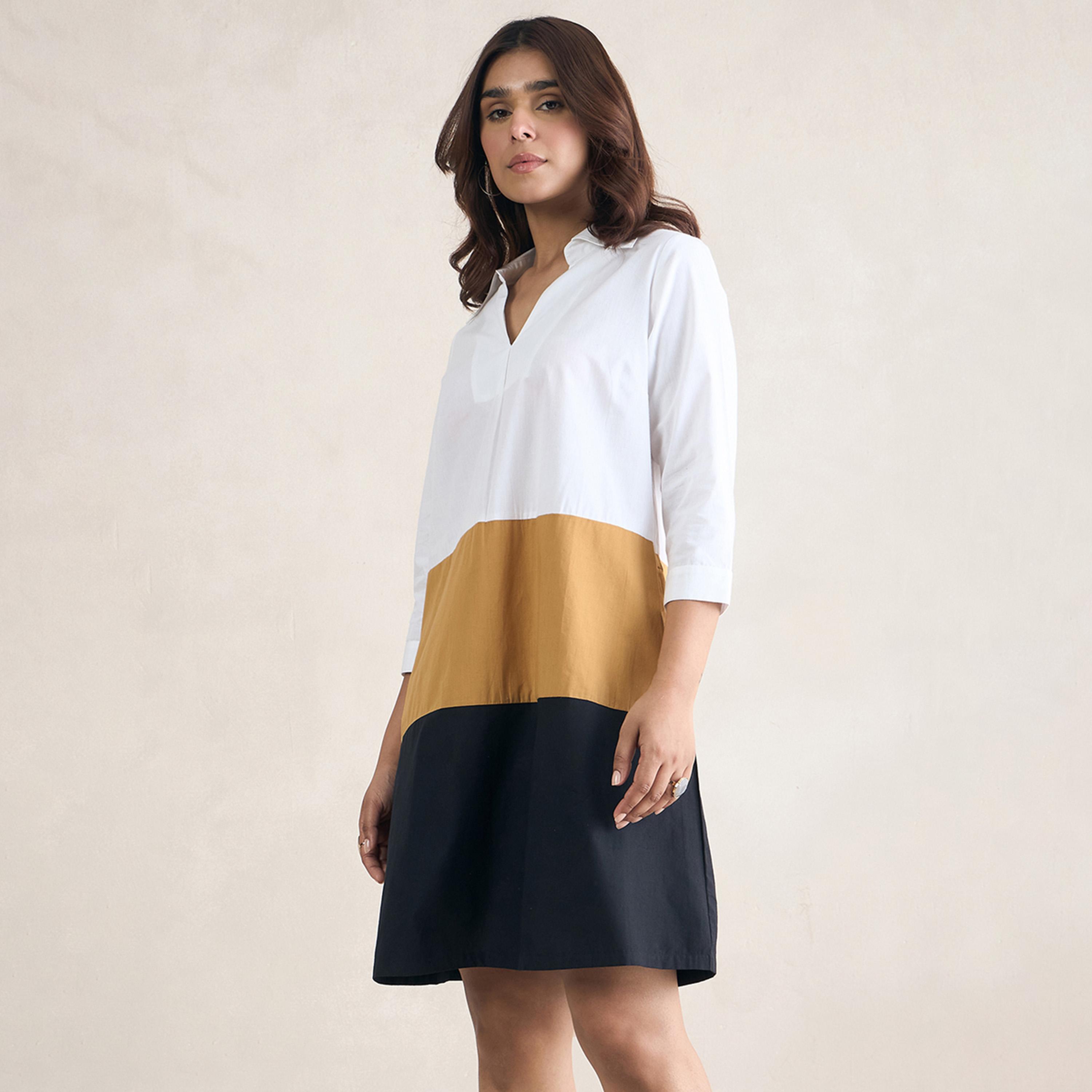 فيميلا × ستايلي - فستان متعدد الألوان برقبة على شكل V وبطول الركبة-women-clothing-dresses-image-2