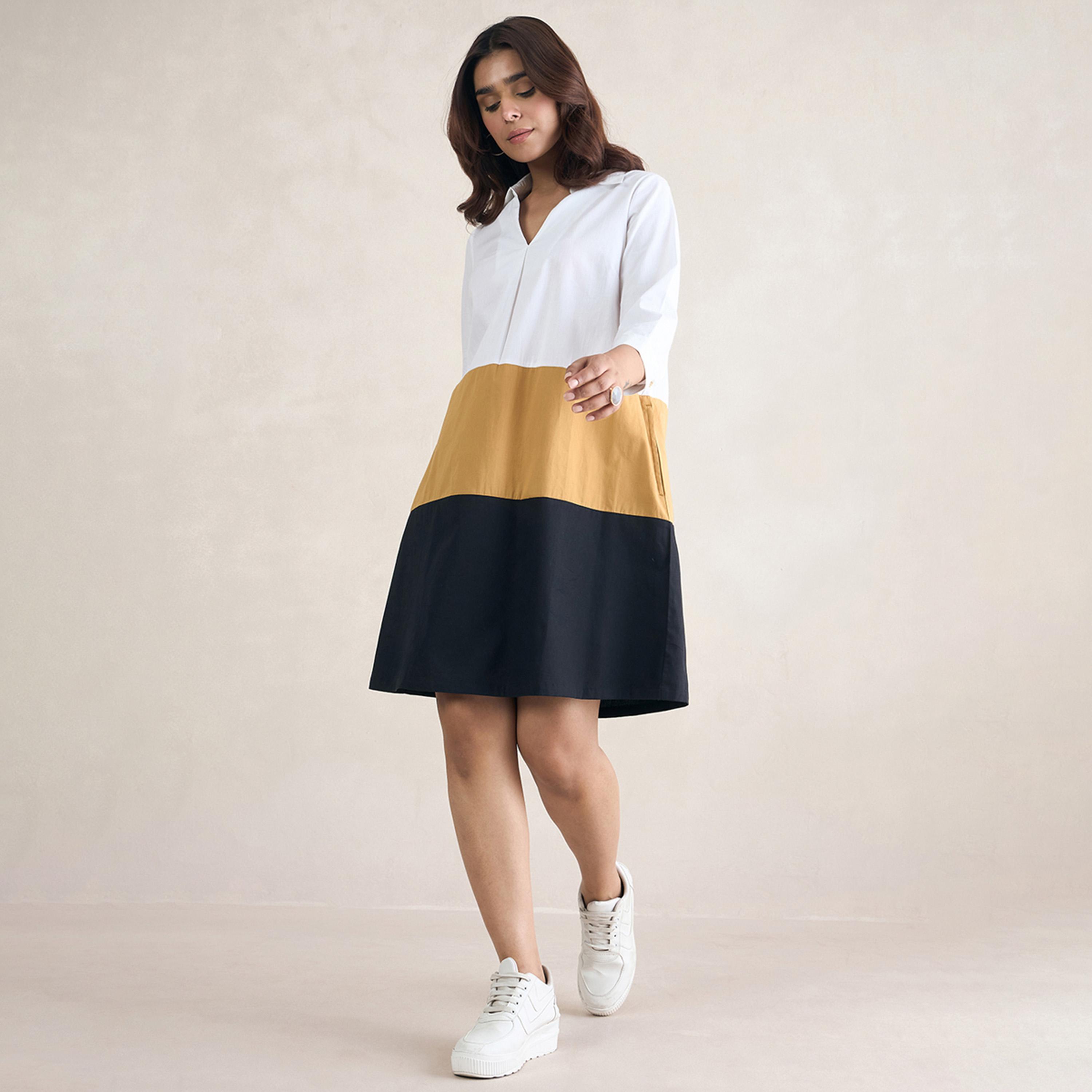فيميلا × ستايلي - فستان متعدد الألوان برقبة على شكل V وبطول الركبة-women-clothing-dresses-image-6