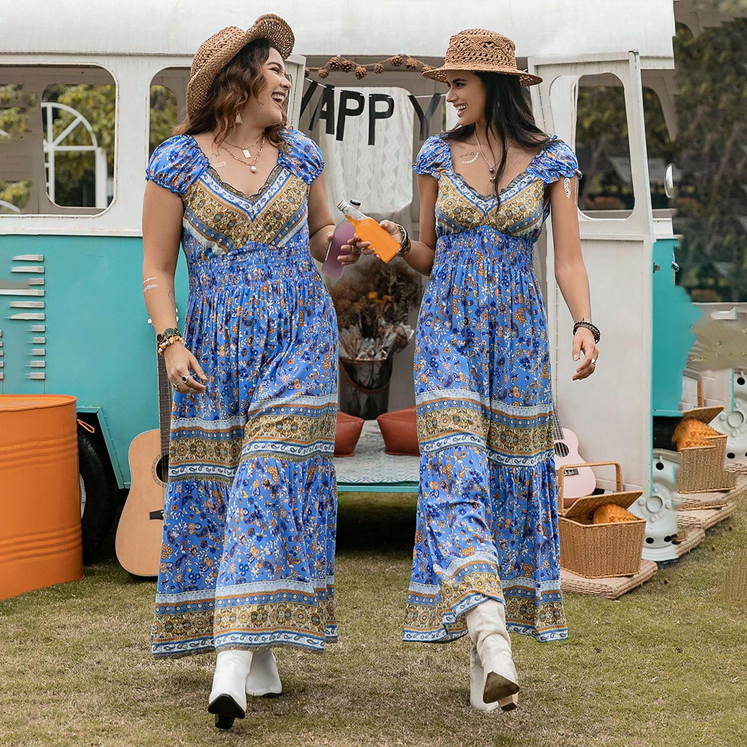 Russty Dustty X Styli Bohemian  Printed V Neck Cap Sleeve Maxi Dress-women-clothing-dresses-image-8