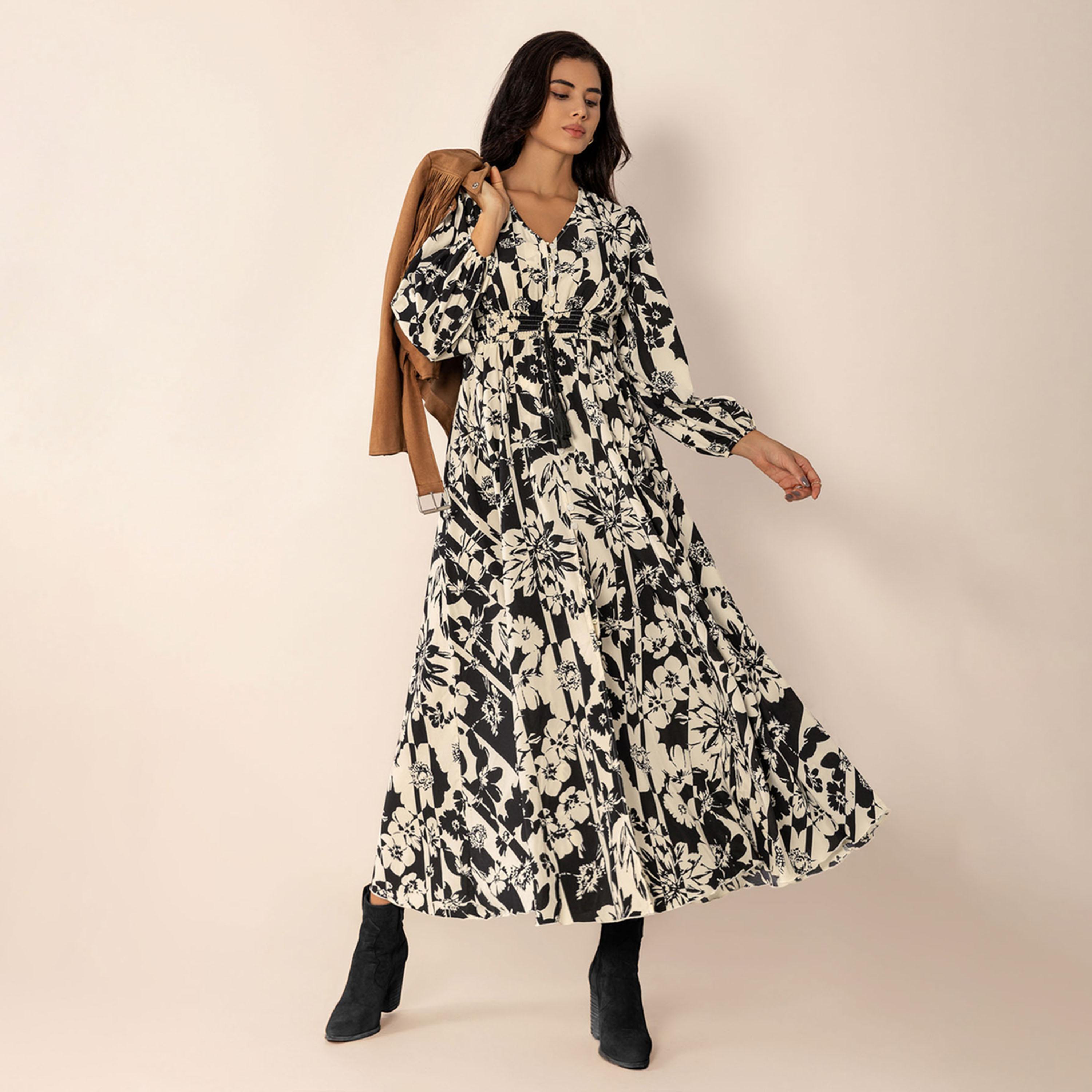Russty Dustty X Styli Womens Allover Printed Drawstring Waist Long Sleeve Maxi Dress-women-clothing-dresses-image-6