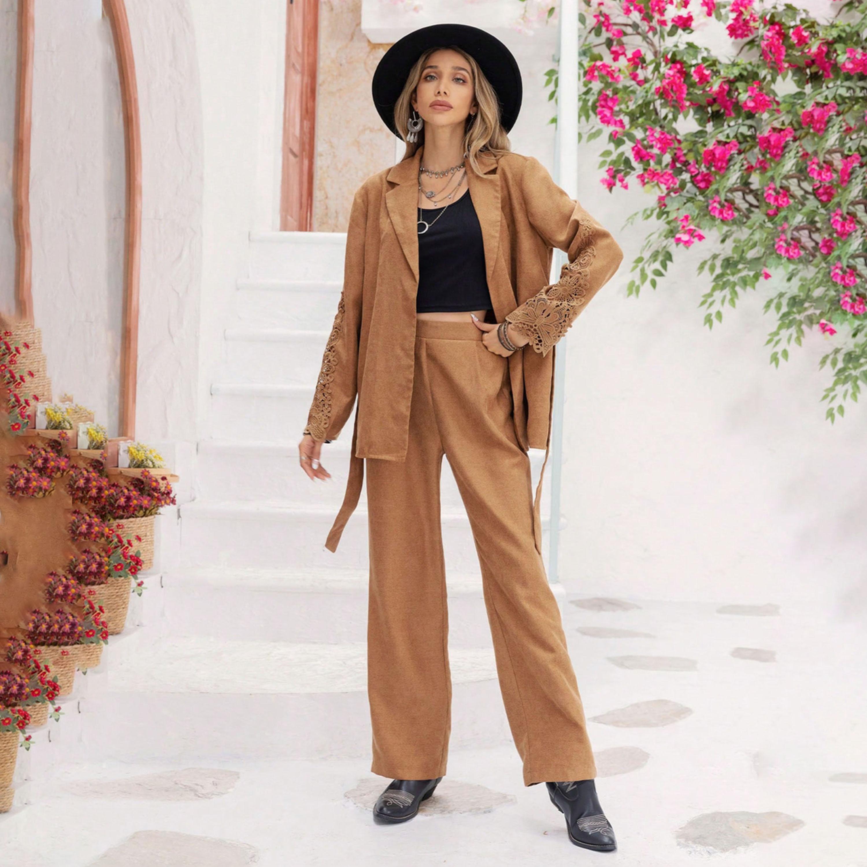 Russty Dustty X Styli Womens Casual 2pcs Set Long Sleeve Blazer And Straight Leg Pants-women-clothing-coordsets-image-3