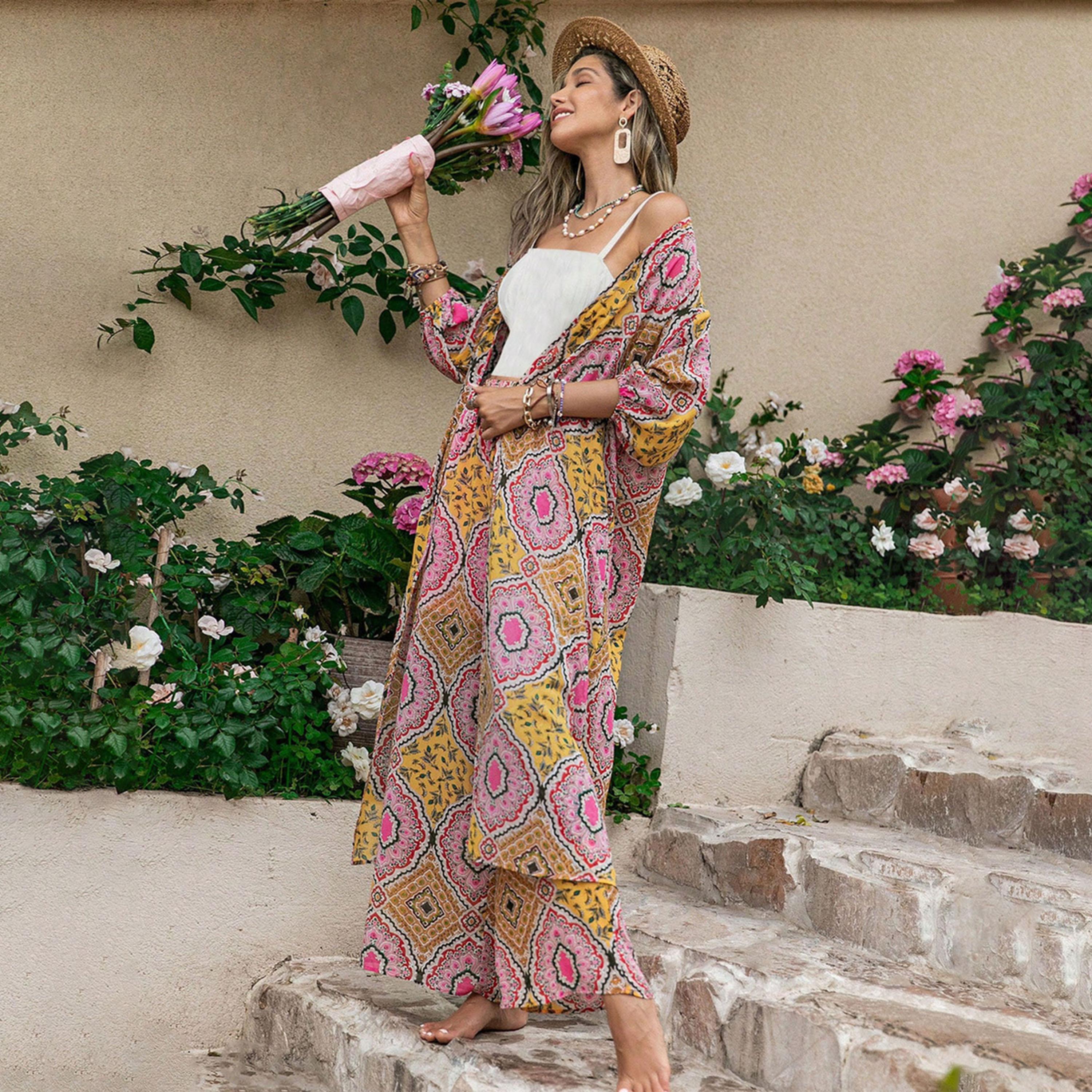 Russty Dustty X Styli Womens 2pcs Allover Print Kimono and Wide Leg Pants-women-clothing-coordsets-image-2