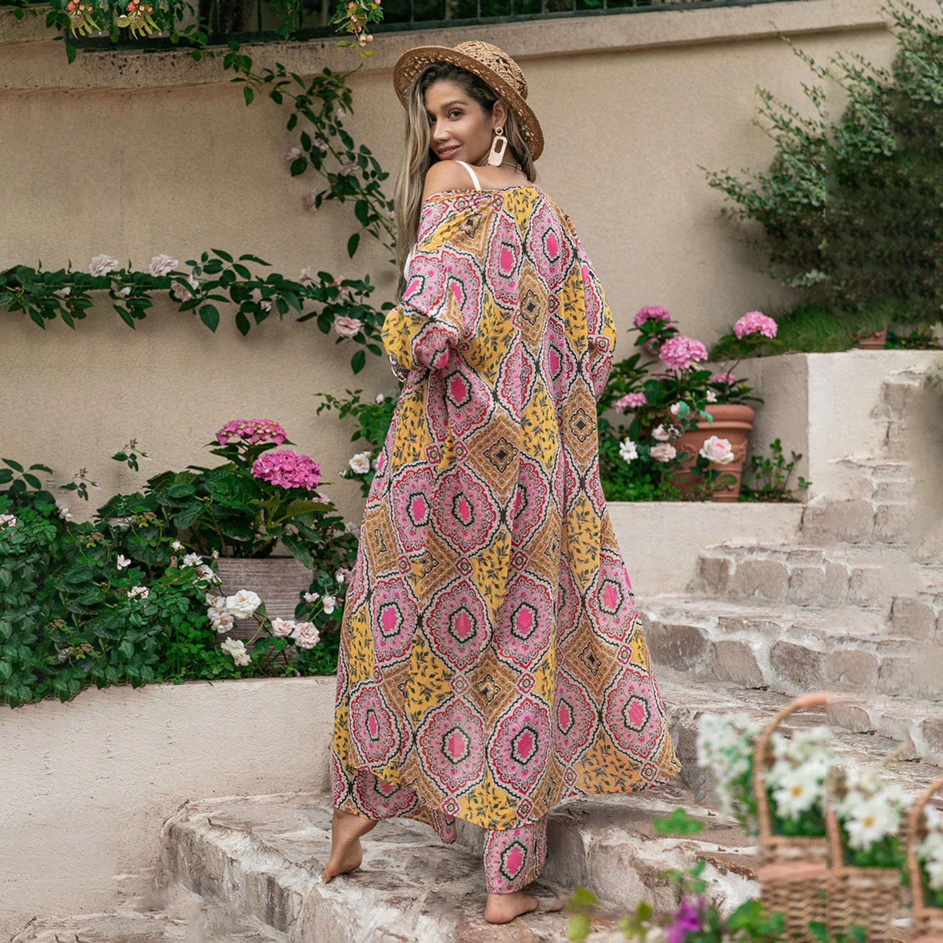 Russty Dustty X Styli Womens 2pcs Allover Print Kimono and Wide Leg Pants-women-clothing-coordsets-image-3