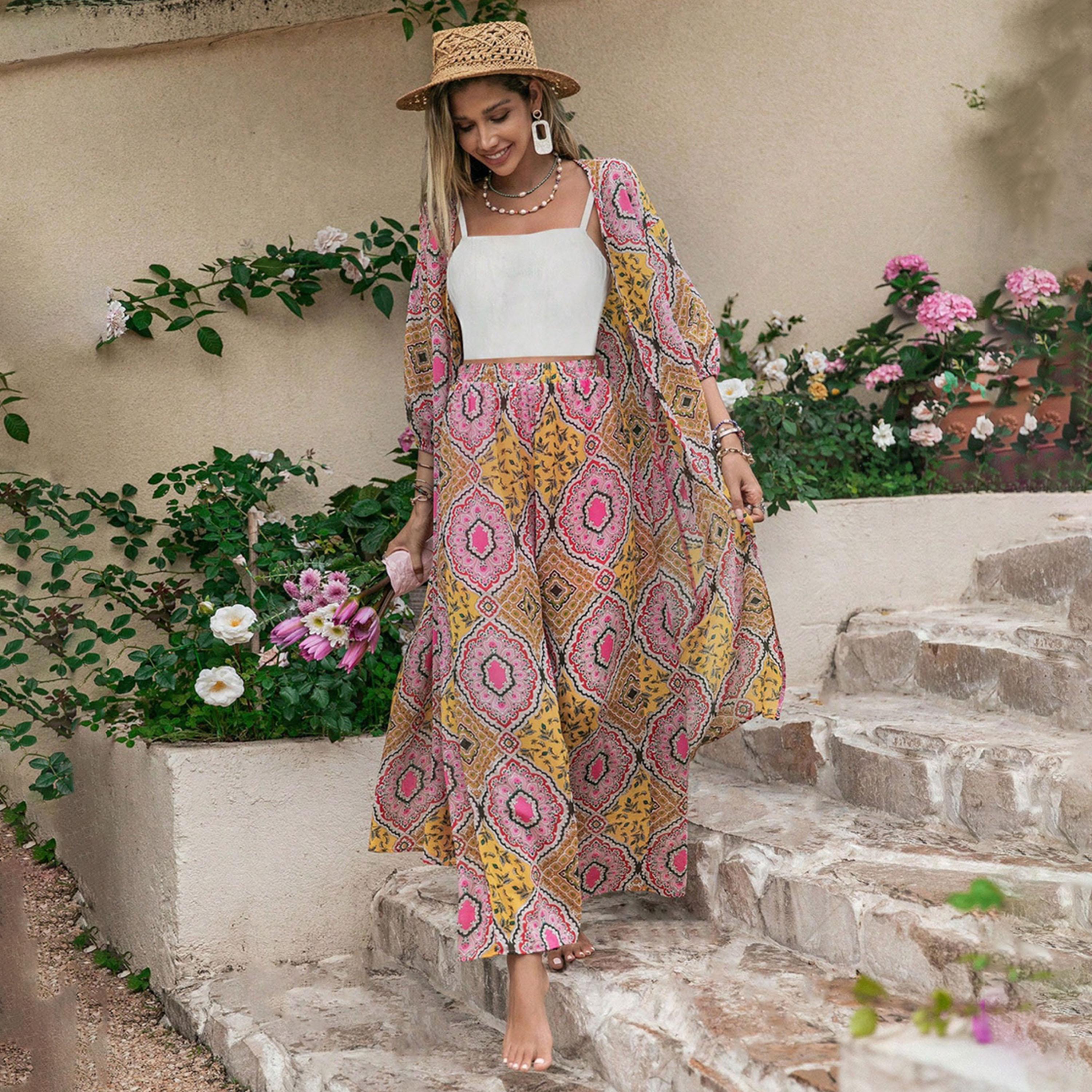 Russty Dustty X Styli Womens 2pcs Allover Print Kimono and Wide Leg Pants-women-clothing-coordsets-image-4