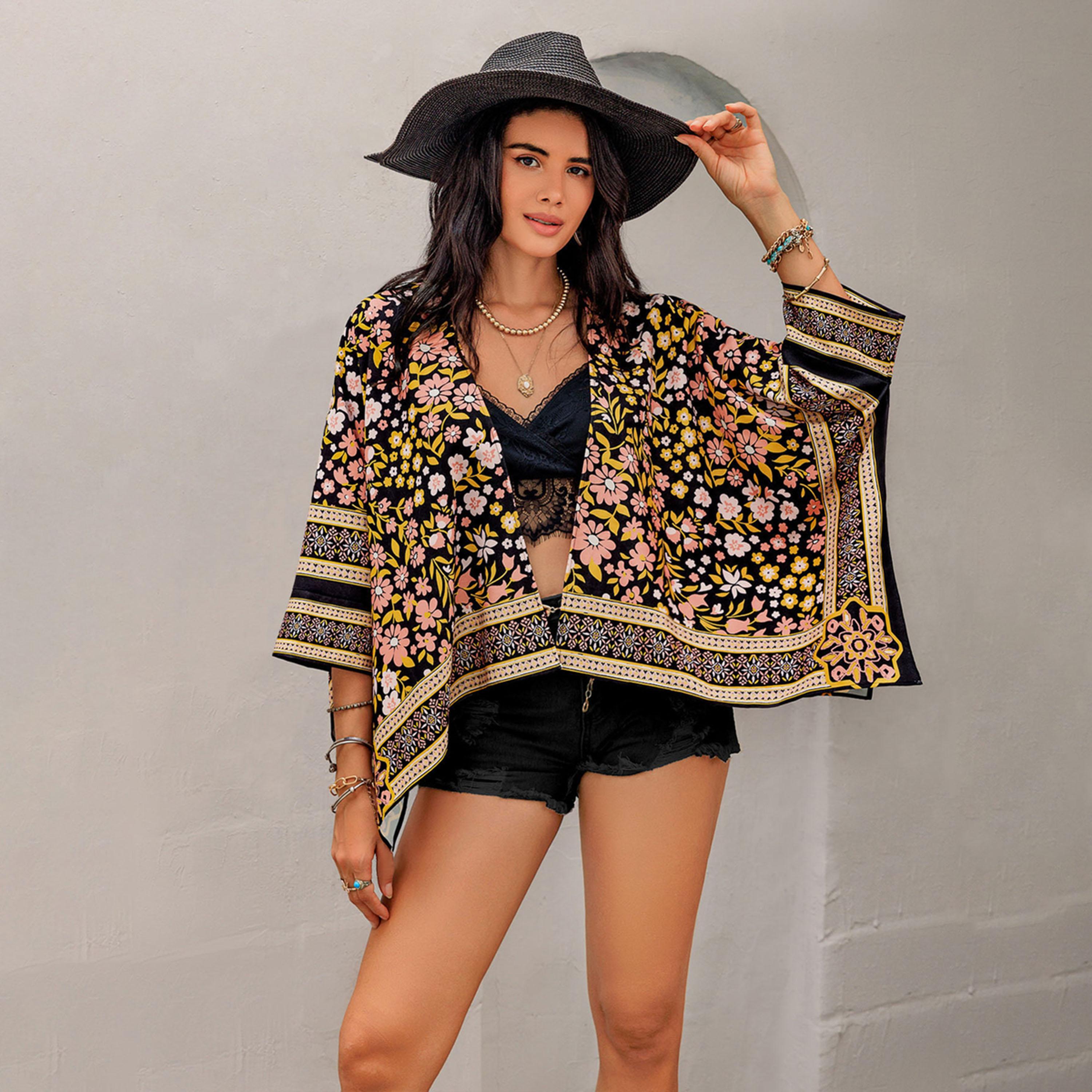 راستي دستي × ستايلي-  كيمونو نسائي قصير بأكمام جناح الخفاش ومورّد-women-clothing-shirtsandblouses-shirts-image-6