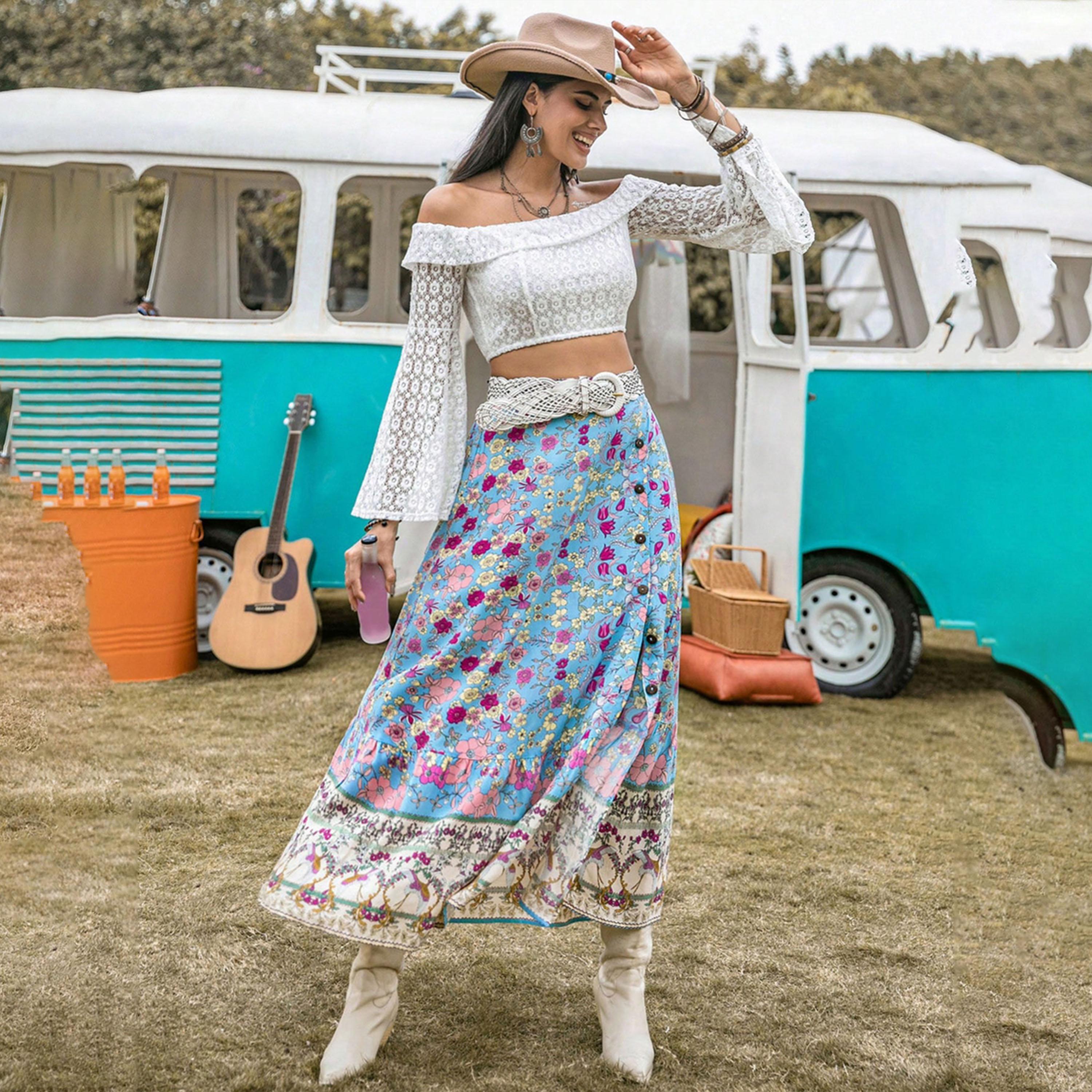 راستي دستي × ستايلي-  تنورة نسائية صيفية عالية الخصر مطبوعة بالكامل على شكل حرف A-women-clothing-bottoms-skirts-image-1