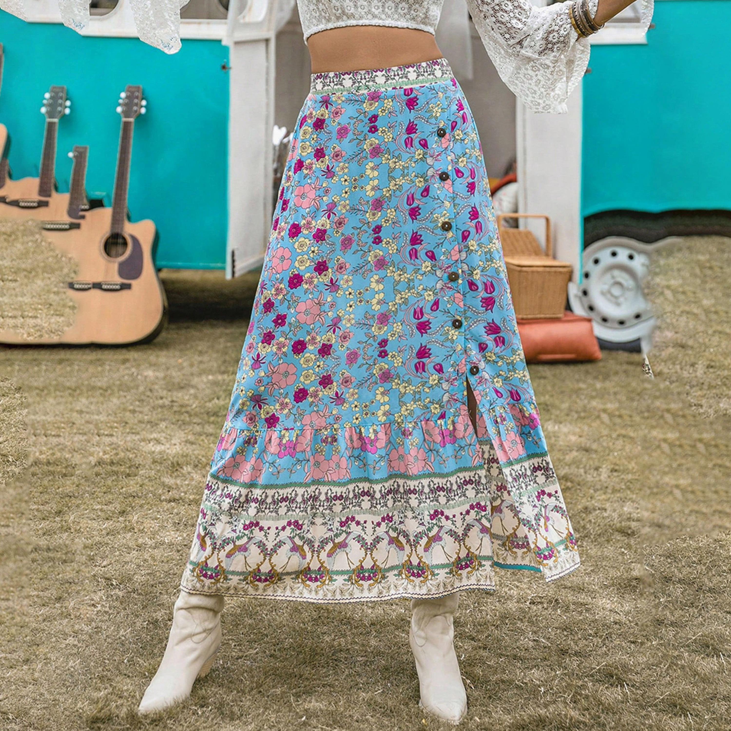 راستي دستي × ستايلي-  تنورة نسائية صيفية عالية الخصر مطبوعة بالكامل على شكل حرف A-women-clothing-bottoms-skirts-image-4