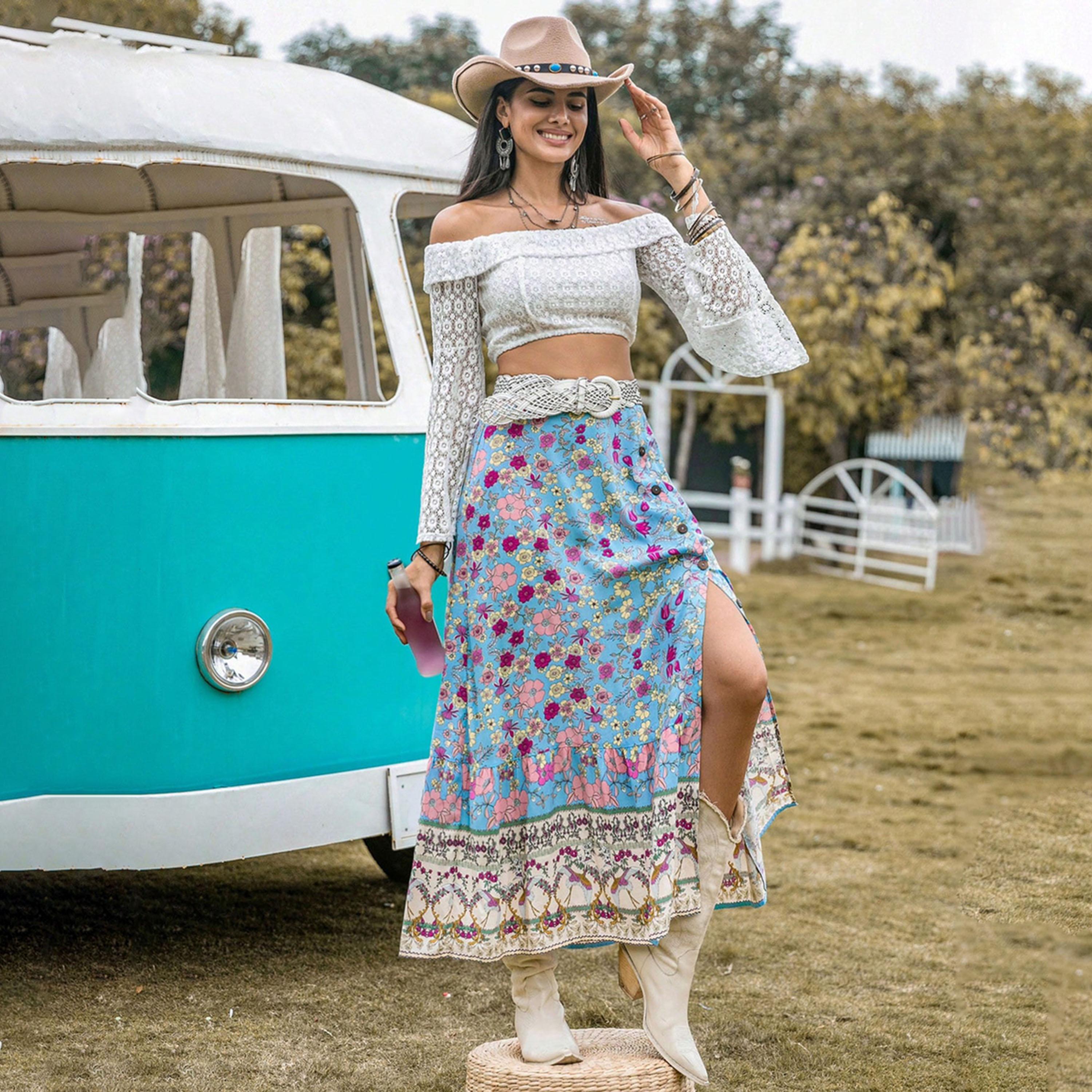 راستي دستي × ستايلي-  تنورة نسائية صيفية عالية الخصر مطبوعة بالكامل على شكل حرف A-women-clothing-bottoms-skirts-image-4
