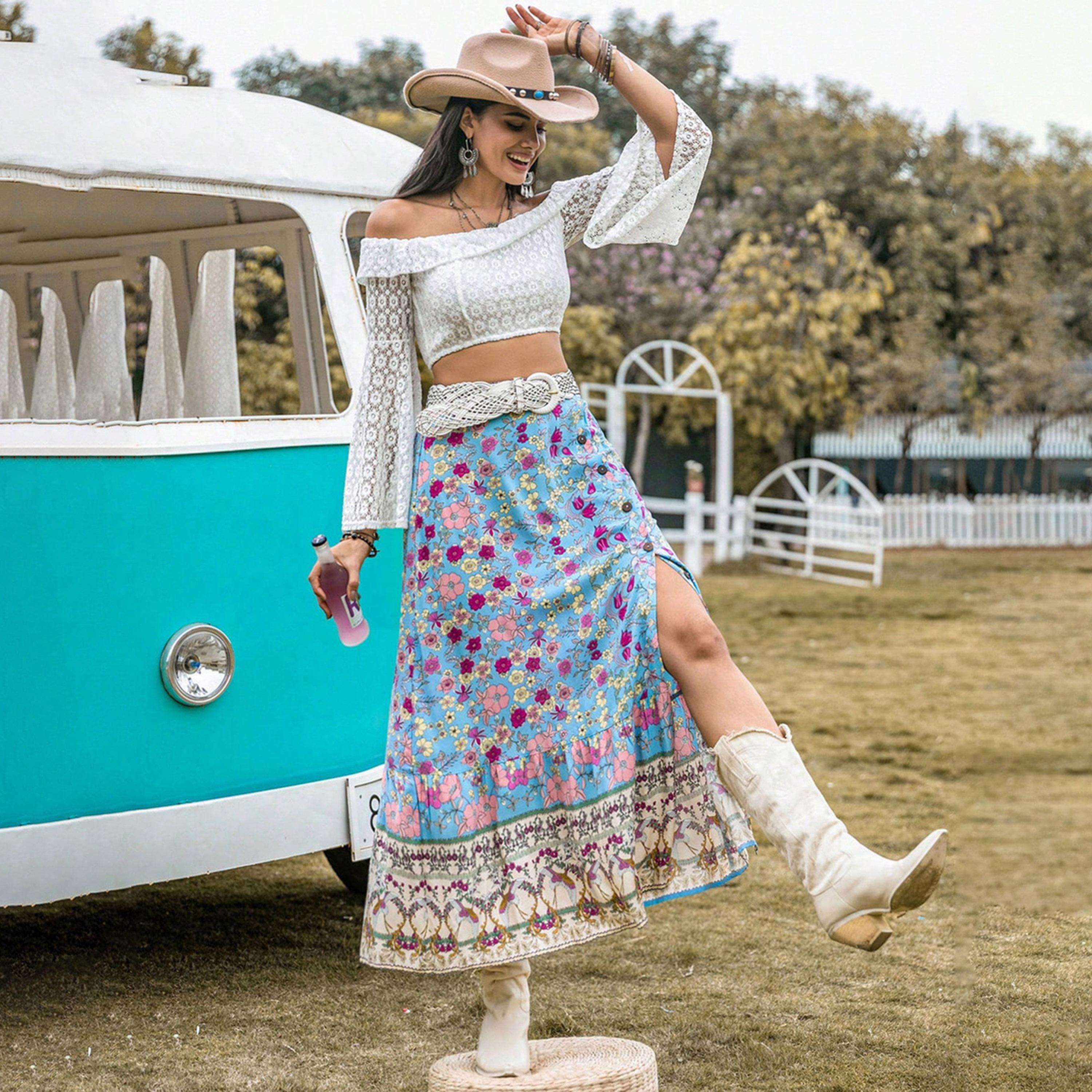 راستي دستي × ستايلي-  تنورة نسائية صيفية عالية الخصر مطبوعة بالكامل على شكل حرف A-women-clothing-bottoms-skirts-image-2