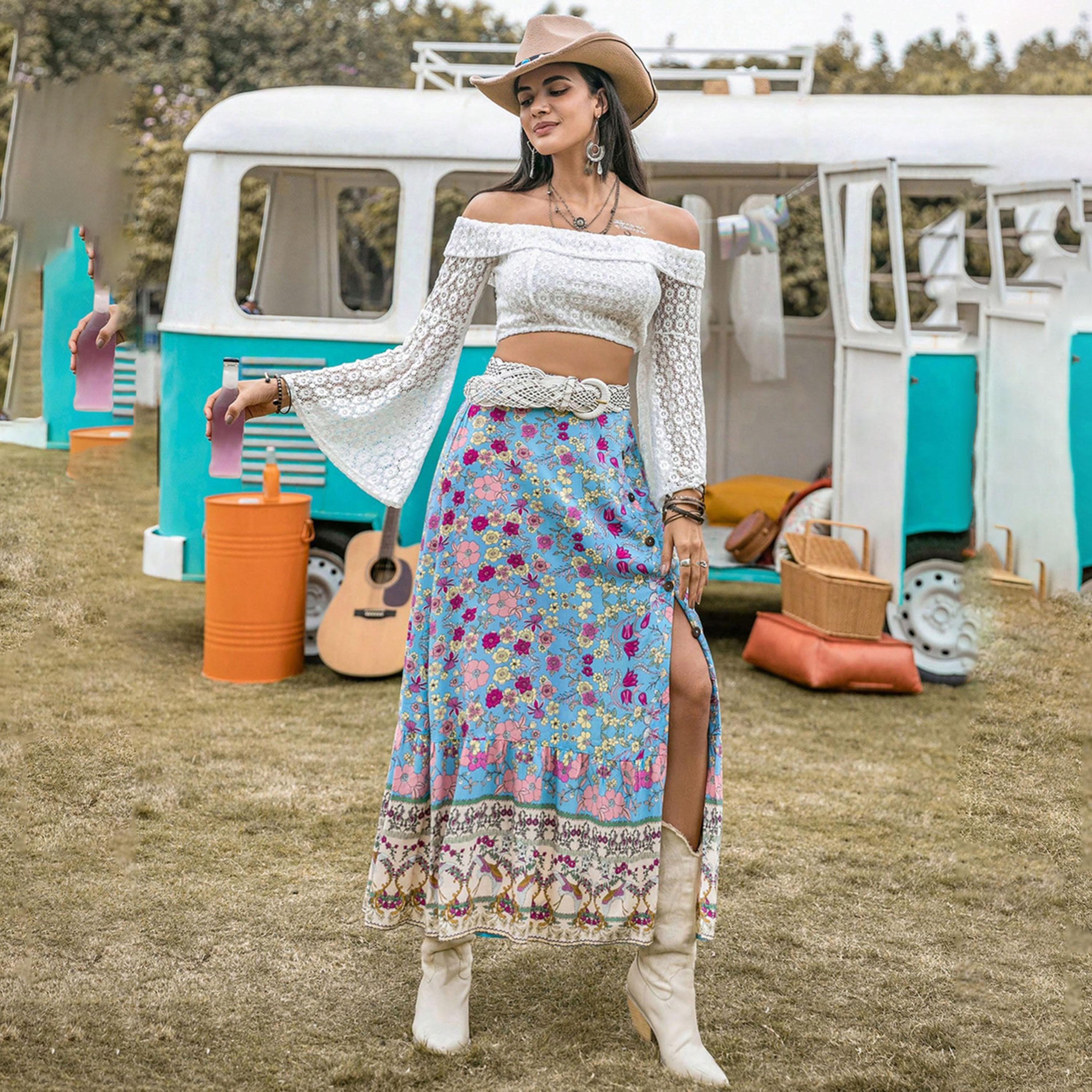 راستي دستي × ستايلي-  تنورة نسائية صيفية عالية الخصر مطبوعة بالكامل على شكل حرف A-women-clothing-bottoms-skirts-image-1