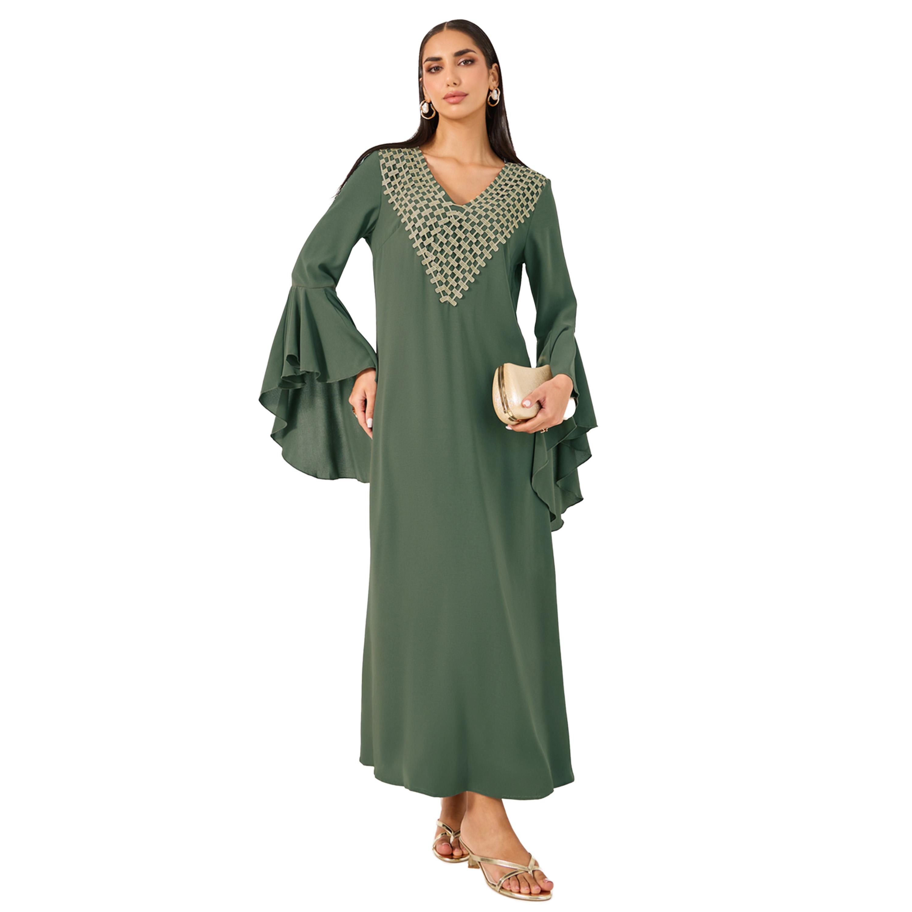 ستايلي - فستان جلابية بأكمام واسعة مطرز-women-arabicclothing-jalabiyas-image-1