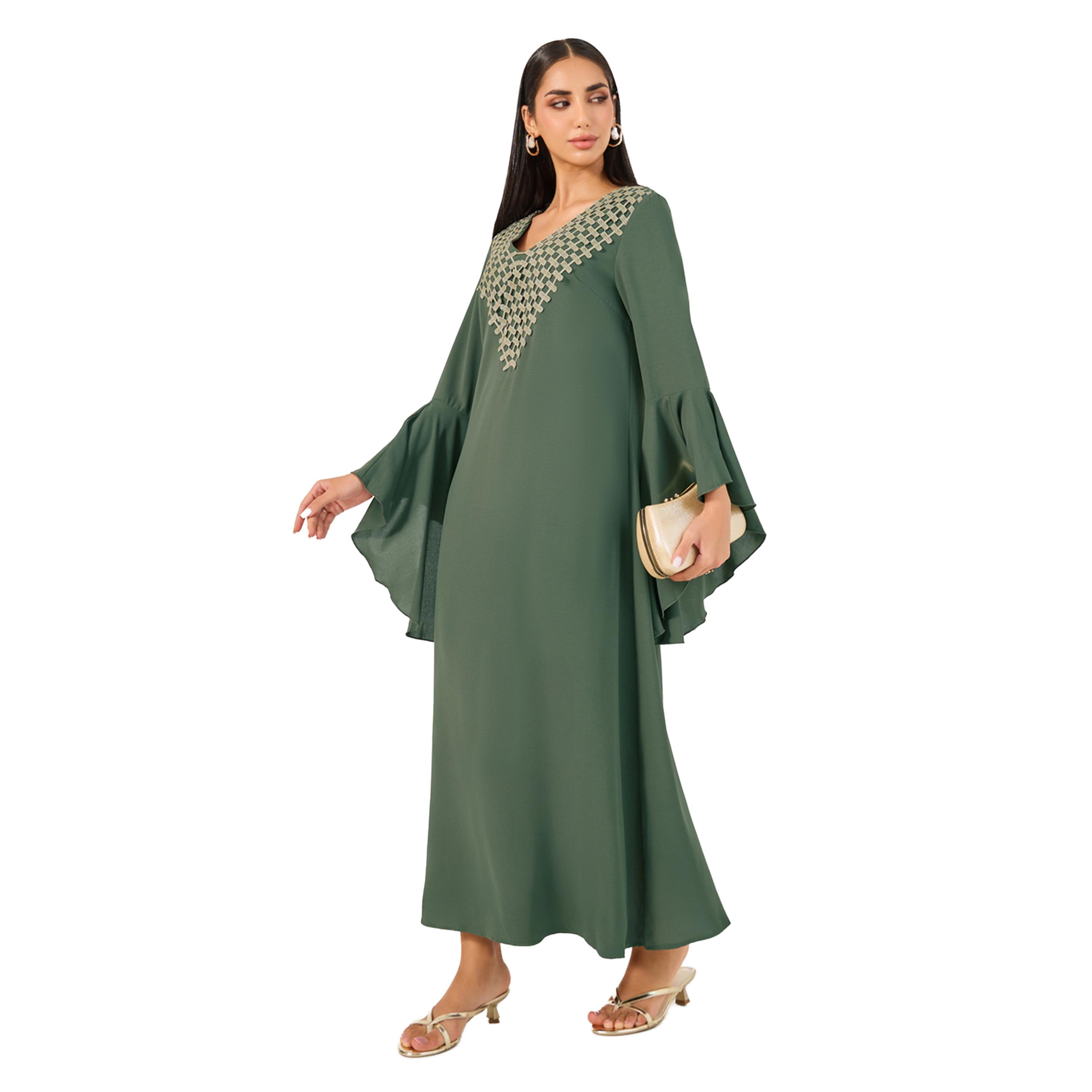 ستايلي - فستان جلابية بأكمام واسعة مطرز-women-arabicclothing-jalabiyas-image-2