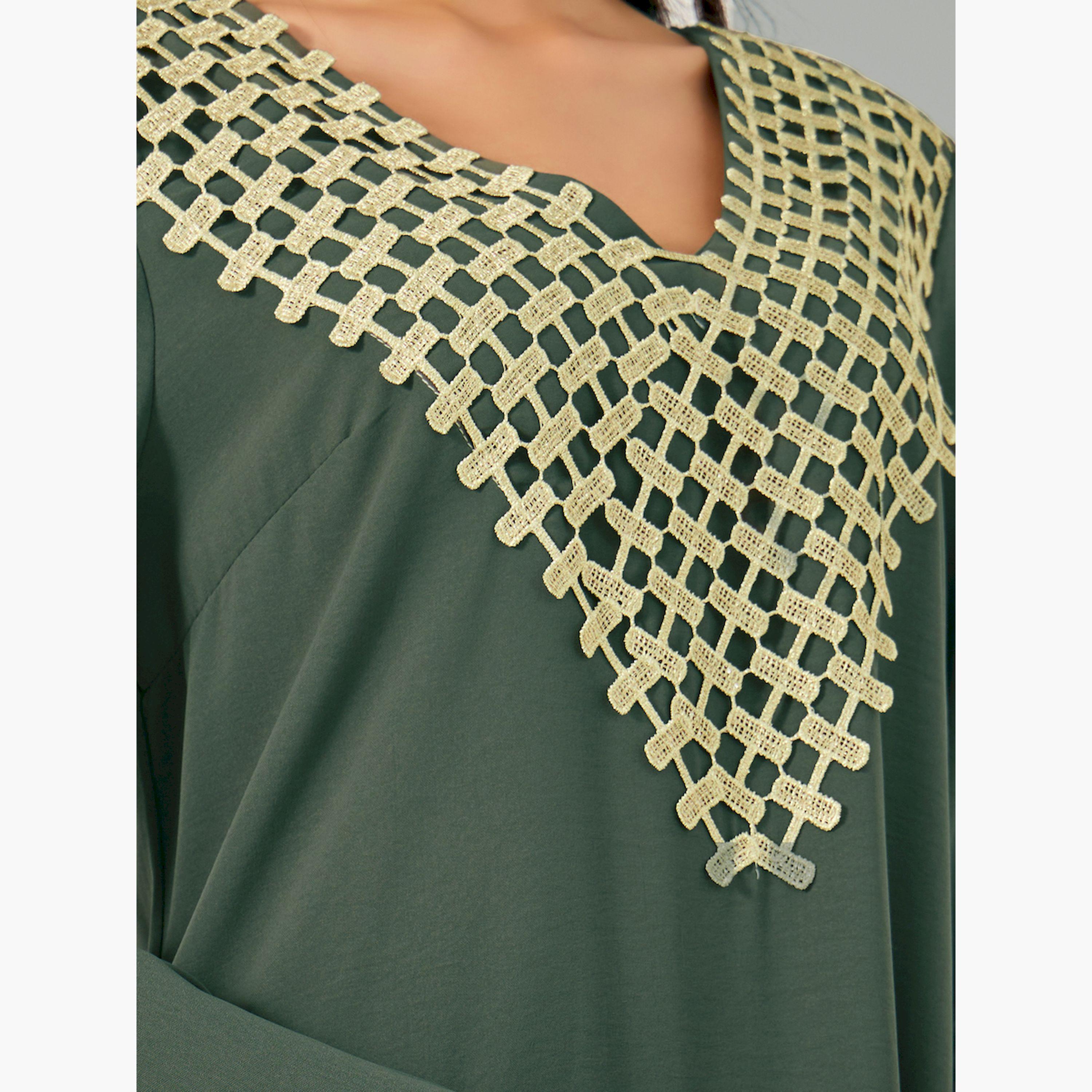 ستايلي - فستان جلابية بأكمام واسعة مطرز-women-arabicclothing-jalabiyas-image-4