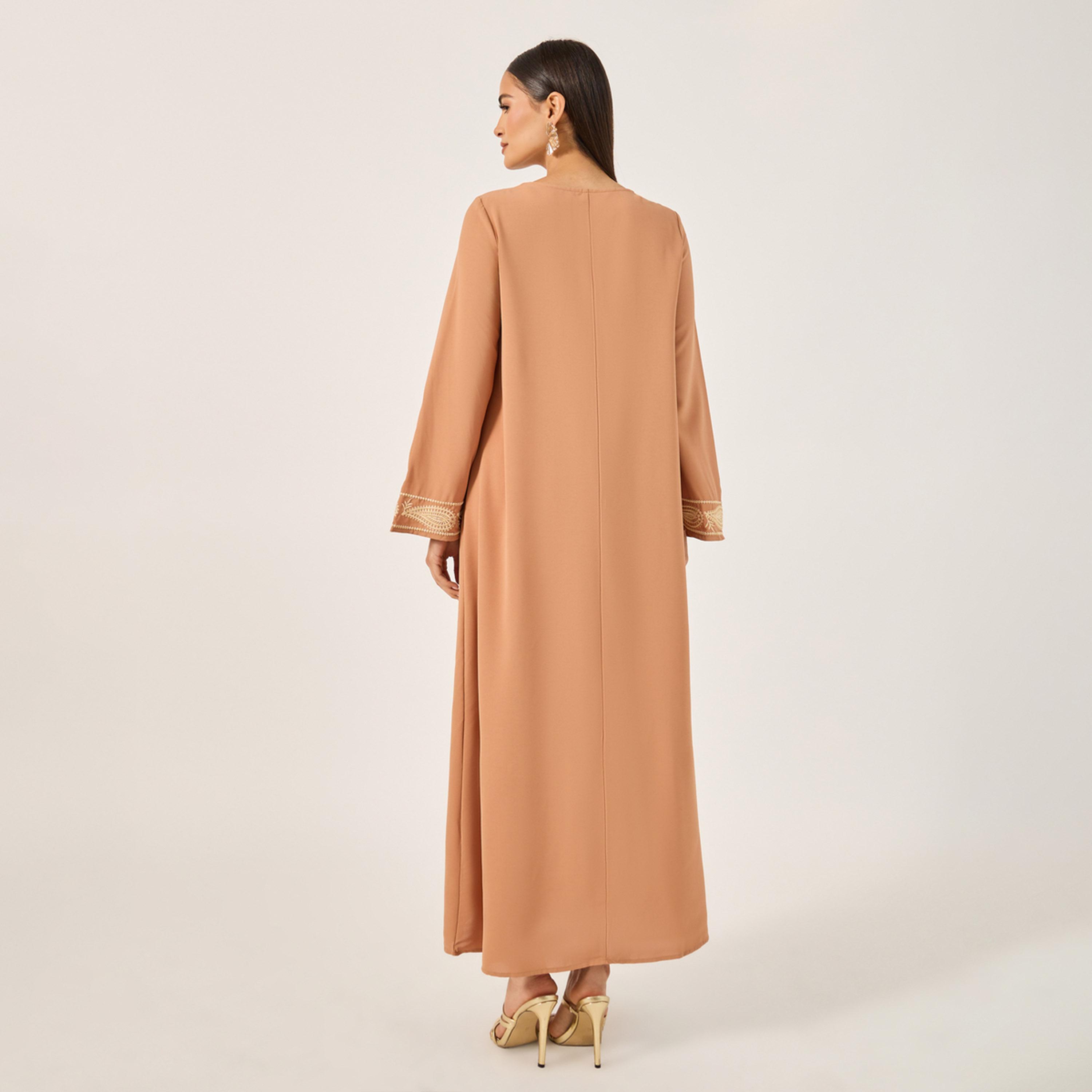 Styli Womens Embroidered Collar A-Line Arabian Jalabiya-women-arabicclothing-jalabiyas-image-5