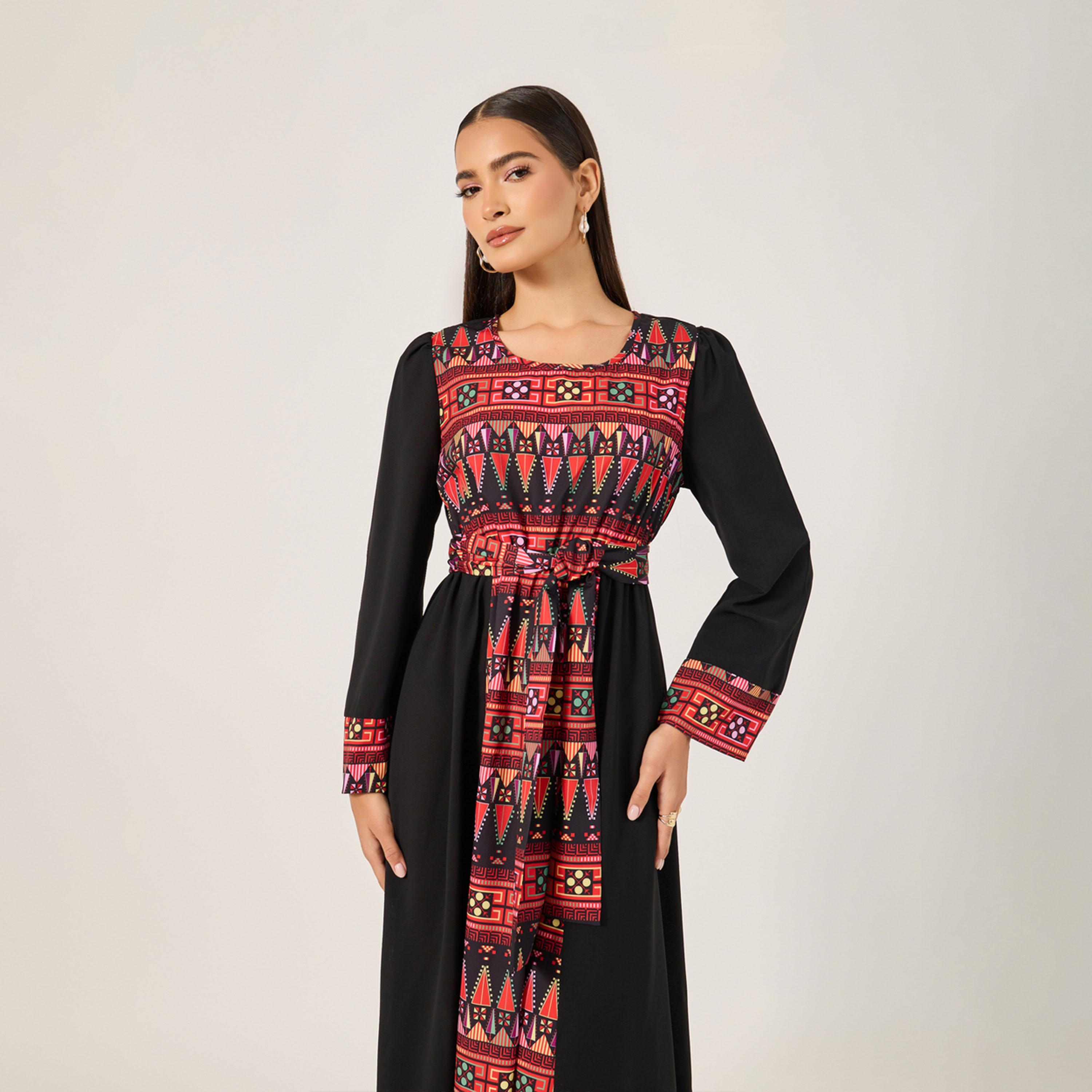Styli Womens Elegant  Long Sleeve Maxi Dress for Daily Casual-women-arabicclothing-jalabiyas-image-3