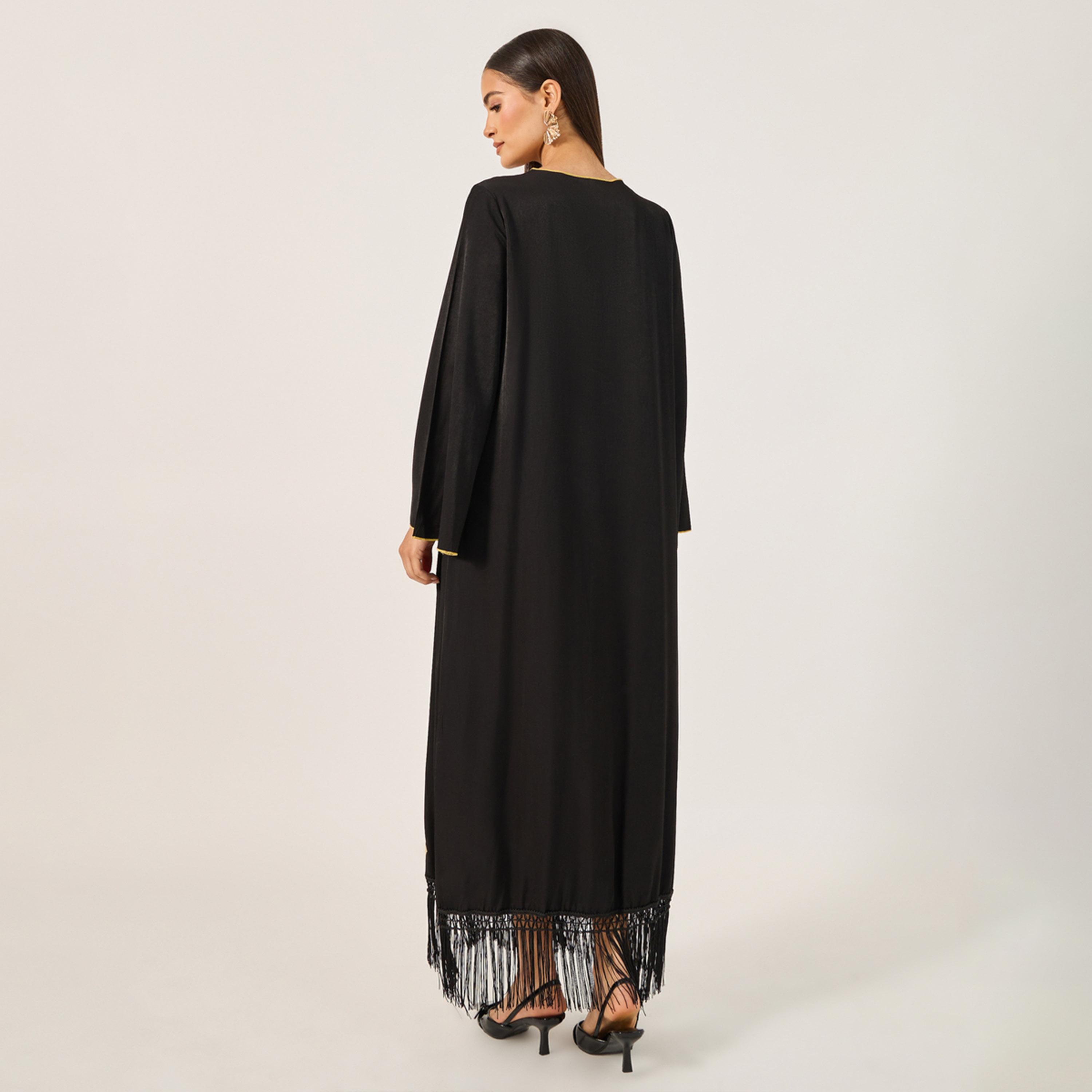 ستايلي - جلابية نسائية سادة فضفاضة بياقة دائرية وأكمام طويلة-women-arabicclothing-jalabiyas-image-5