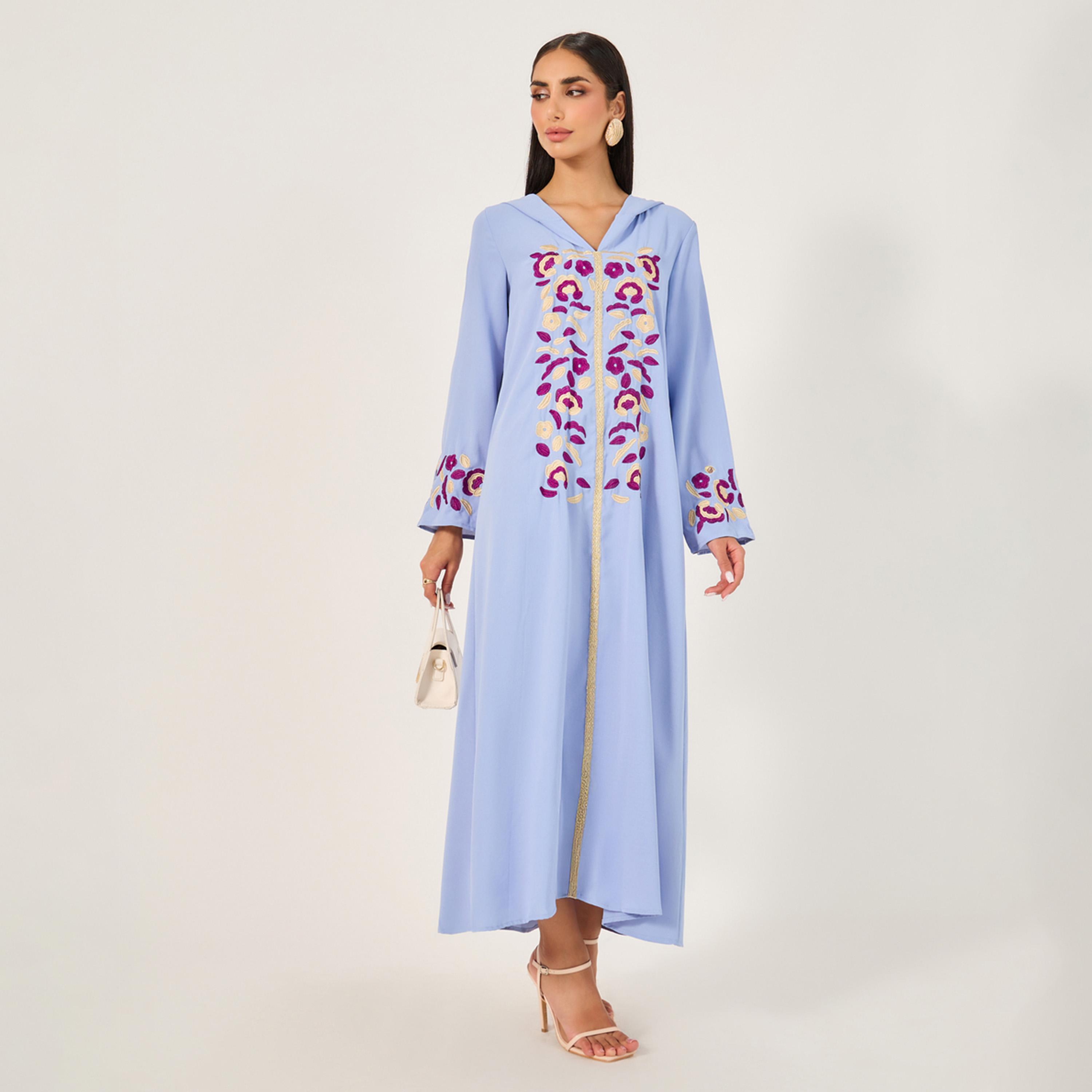 ستايلي - فستان ماكسي سادة أنيق ملفوف بدون أكمام للنساء مع تفاصيل كسرات وعقدة-women-arabicclothing-jalabiyas-image-1