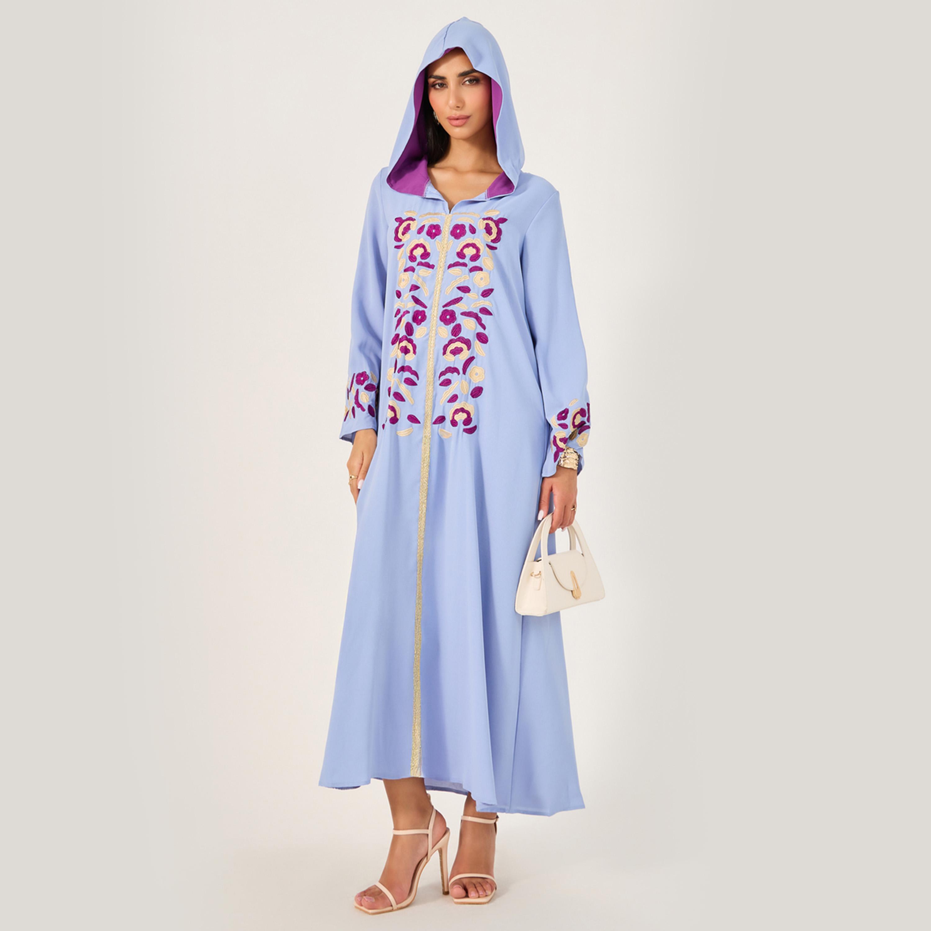 ستايلي - فستان ماكسي سادة أنيق ملفوف بدون أكمام للنساء مع تفاصيل كسرات وعقدة-women-arabicclothing-jalabiyas-image-2