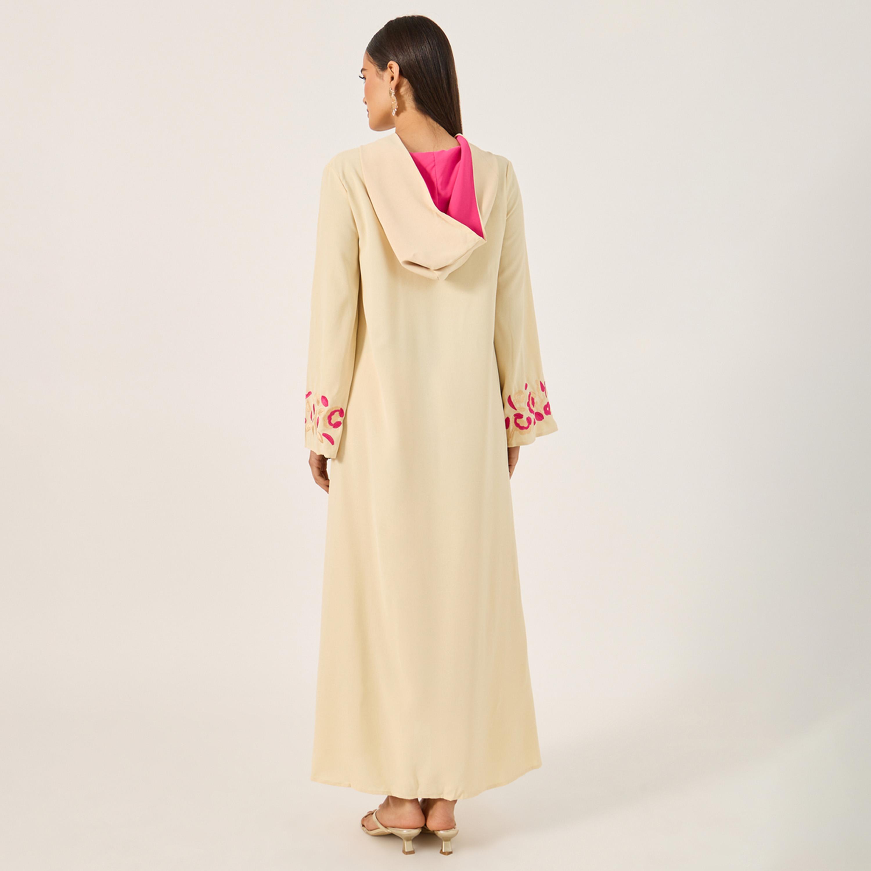 ستايلي - جلابية أنيقة بأكمام طويلة مزينة بالورود للنساء-women-arabicclothing-jalabiyas-image-5
