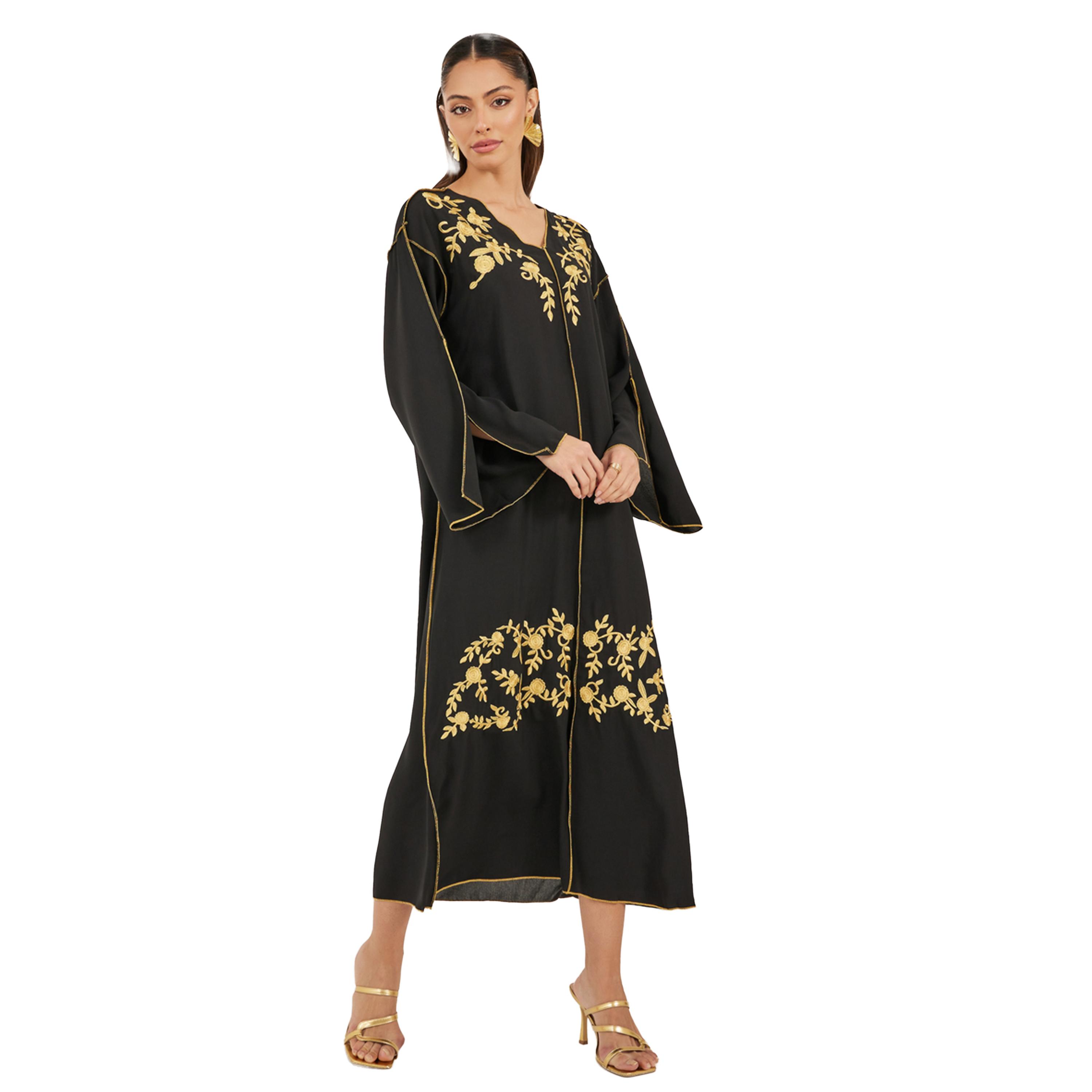 ستايلي - جلابية مطرزة بياقة V وقصة A-women-arabicclothing-jalabiyas-image-2