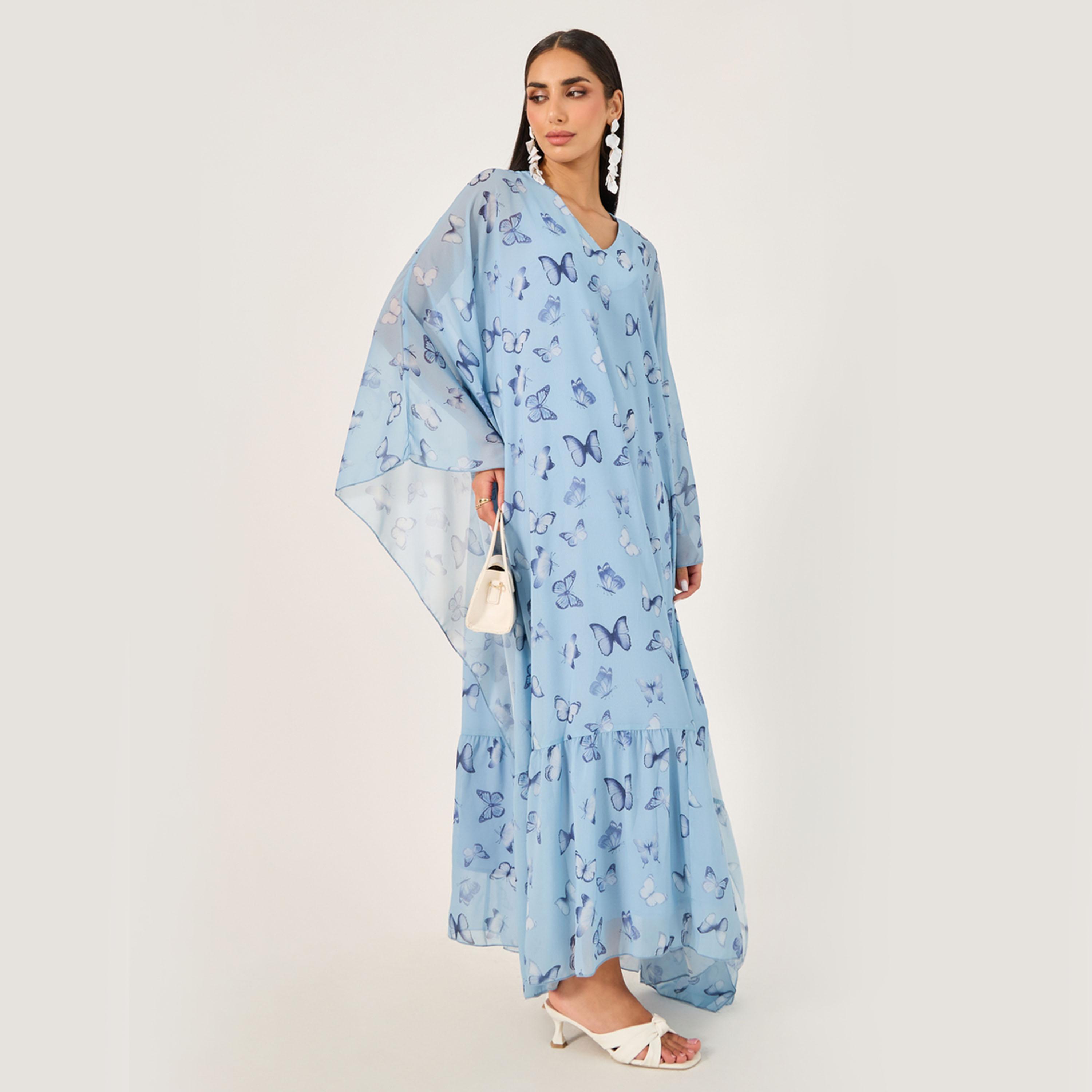 Styli Womens Embroidered Long Sleeve Abaya-women-arabicclothing-kaftan-image-2
