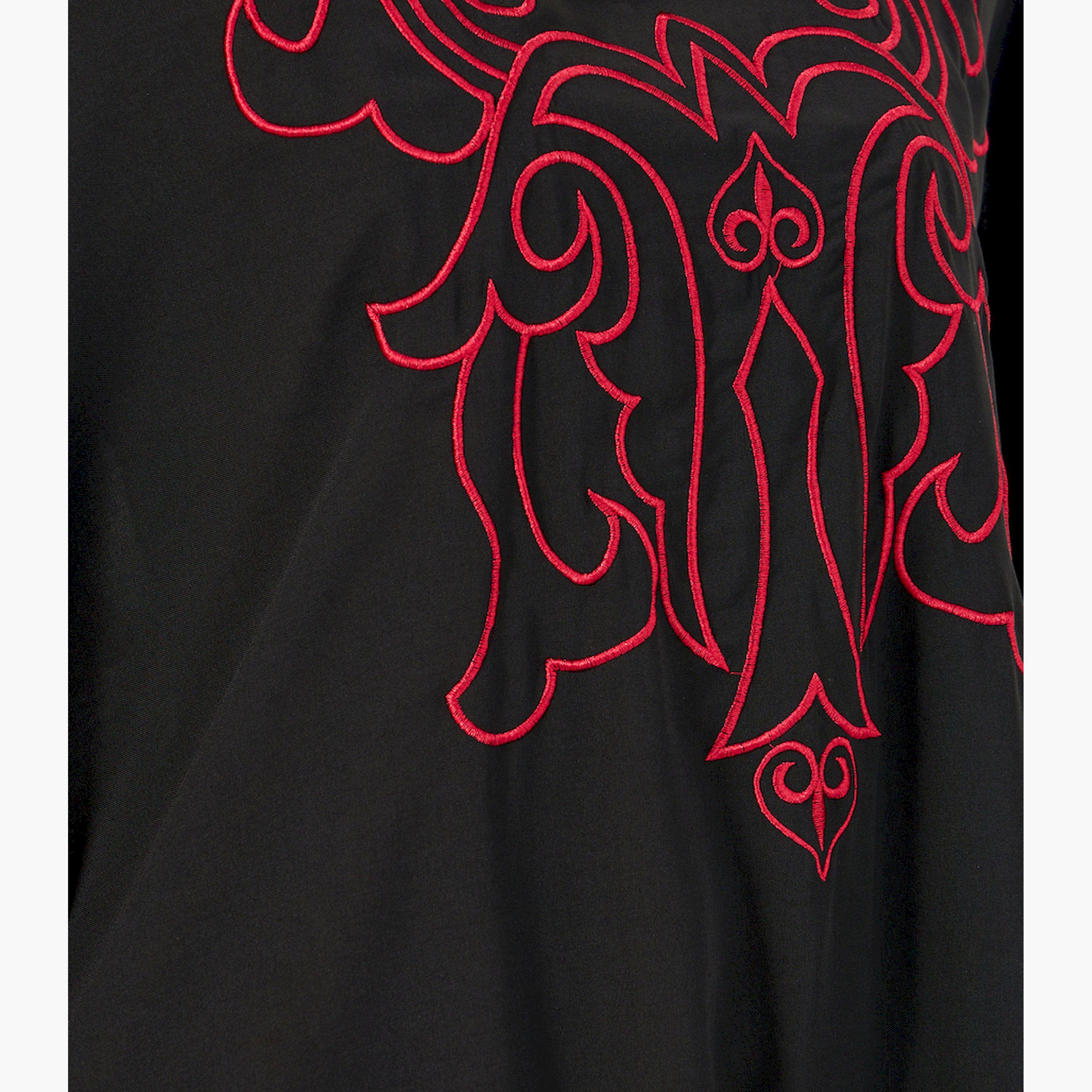 Styli Womens Embroidered Solid Long Sleeve Abaya-women-arabicclothing-jalabiyas-image-4