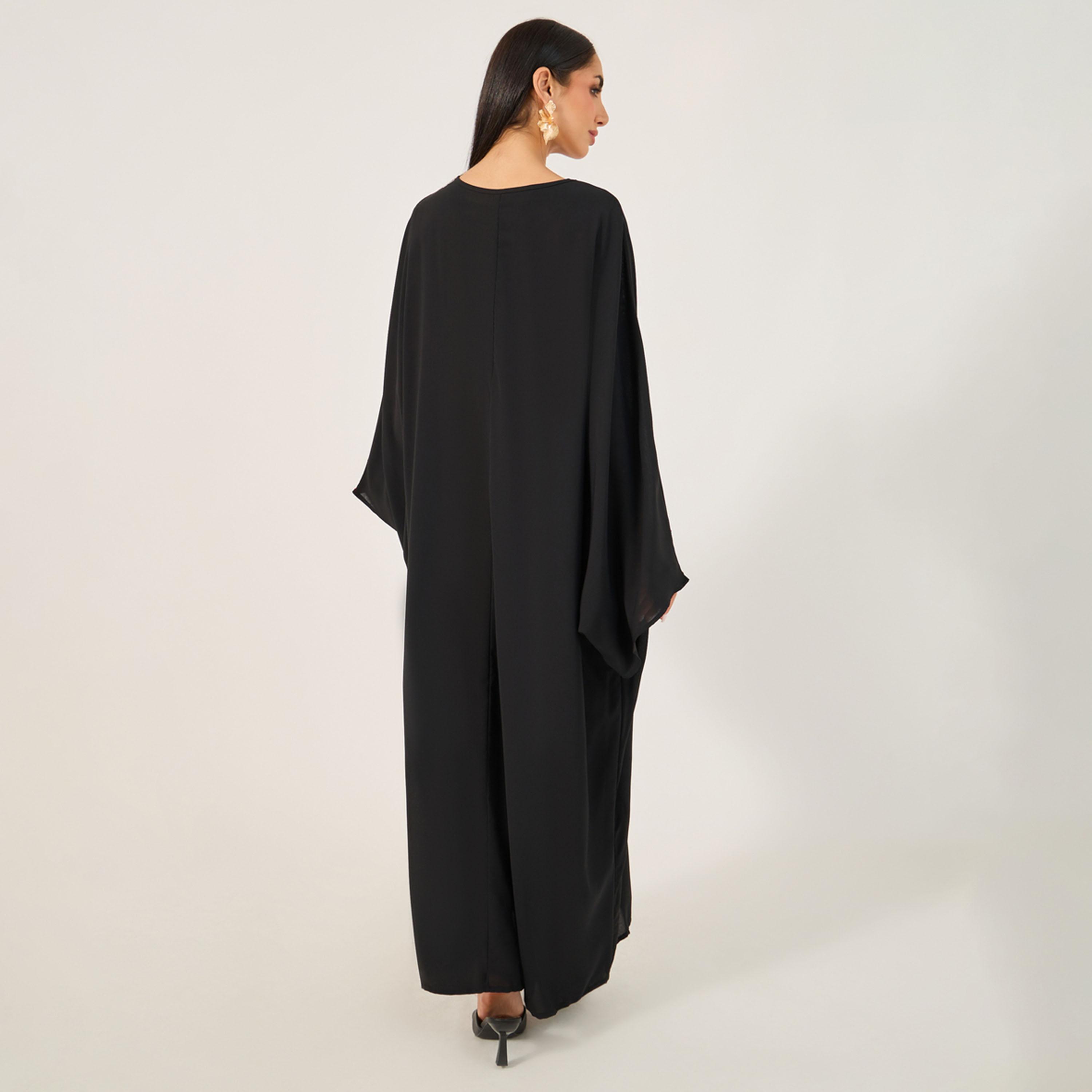 Styli Womens Embroidered Solid Long Sleeve Abaya-women-arabicclothing-jalabiyas-image-5