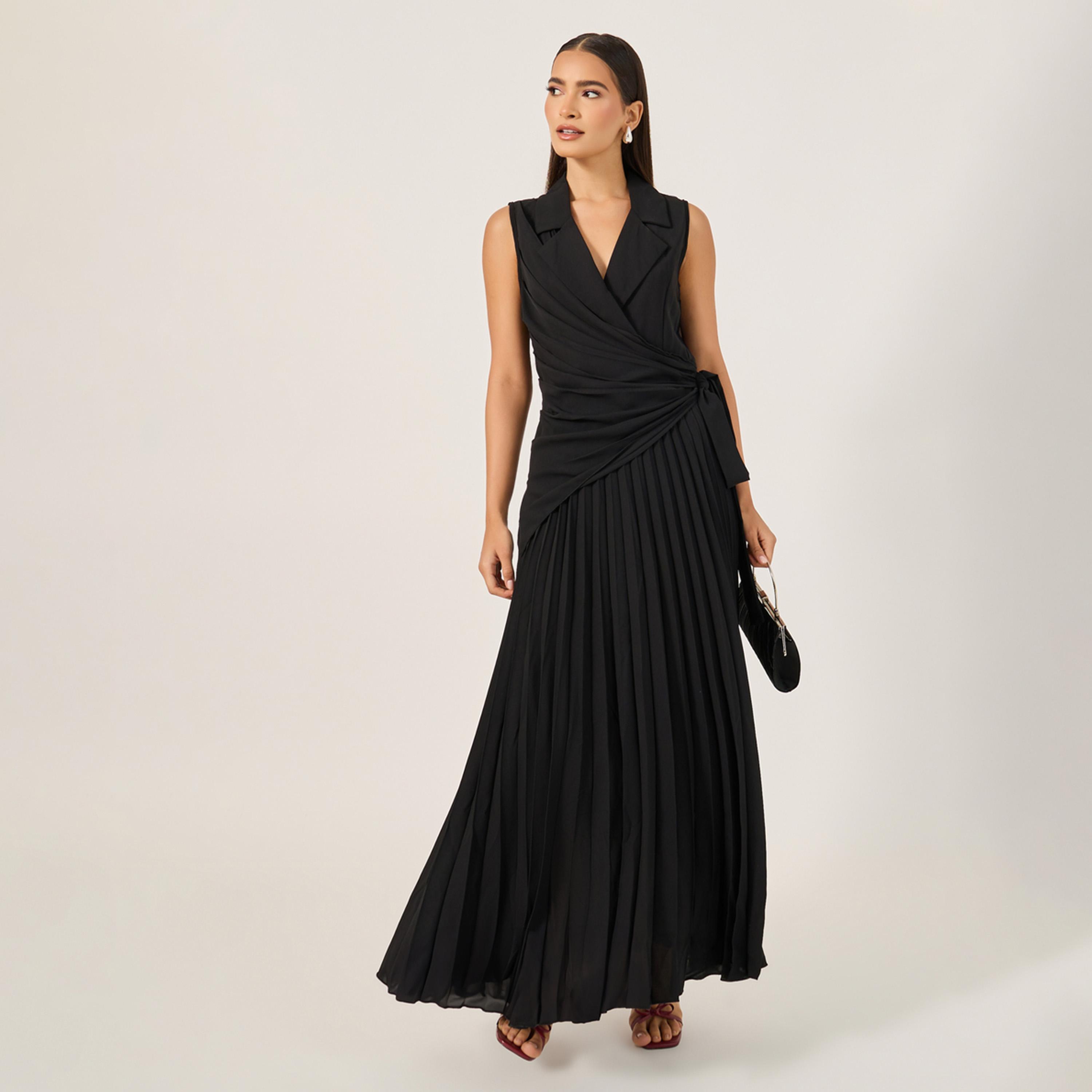 ستايلي - جلابية نسائية مطرزة برقبة على شكل حرف V وأكمام طويلة وحاشية شراشيب-women-clothing-dresses-image-1