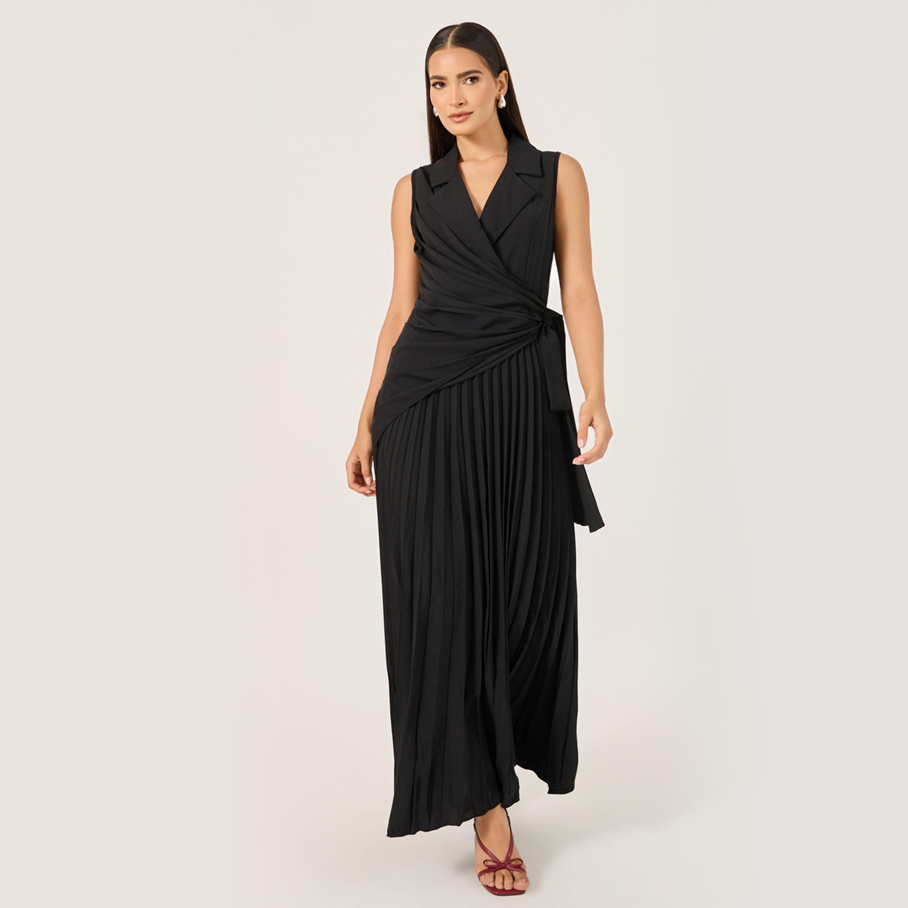 ستايلي - جلابية نسائية مطرزة برقبة على شكل حرف V وأكمام طويلة وحاشية شراشيب-women-clothing-dresses-image-2