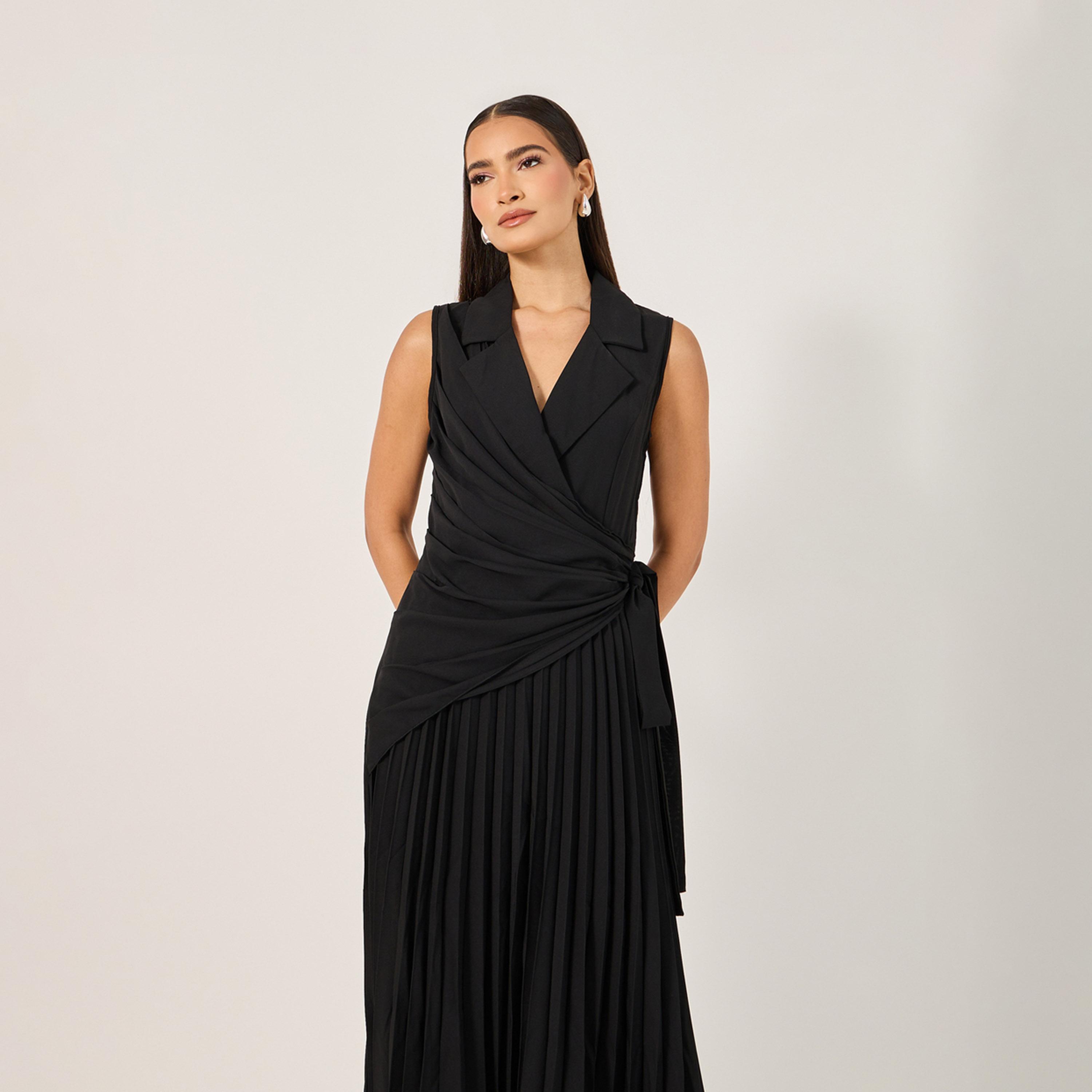ستايلي - جلابية نسائية مطرزة برقبة على شكل حرف V وأكمام طويلة وحاشية شراشيب-women-clothing-dresses-image-3