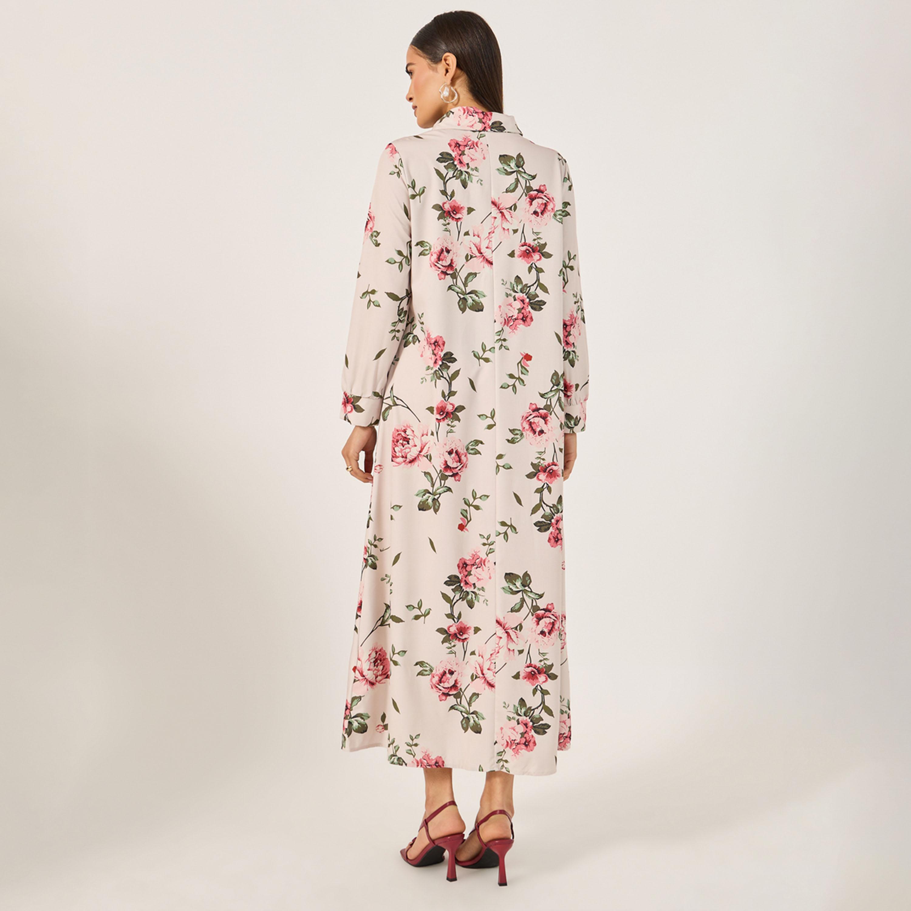 ستايلي - جلابية نسائية كاجوال موردة بغطاء رأس وأكمام طويلة-women-clothing-dresses-image-5