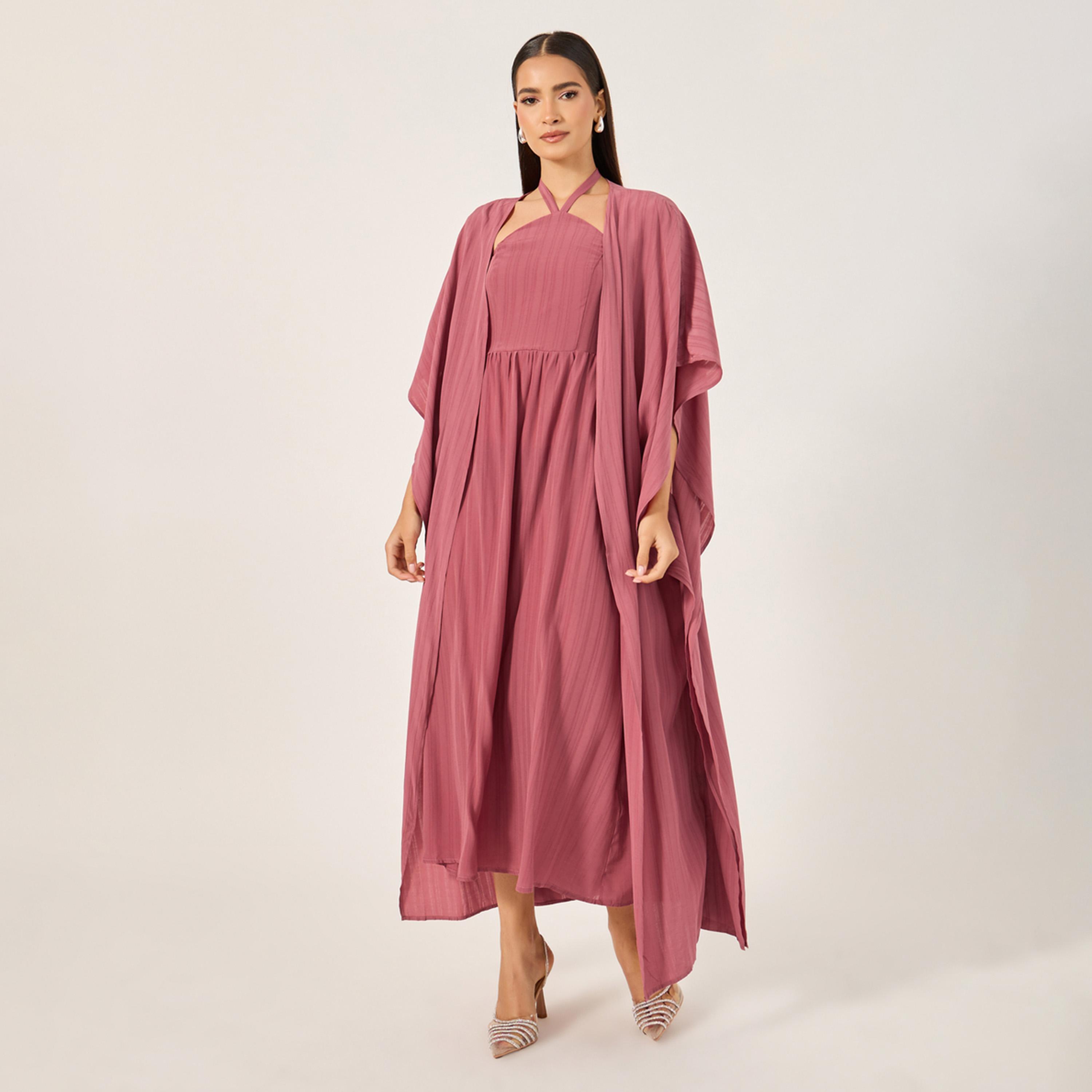 Styli Womens V-Neck Allover Printed Long Sleeve Jalabiya-women-arabicclothing-sets-image-1