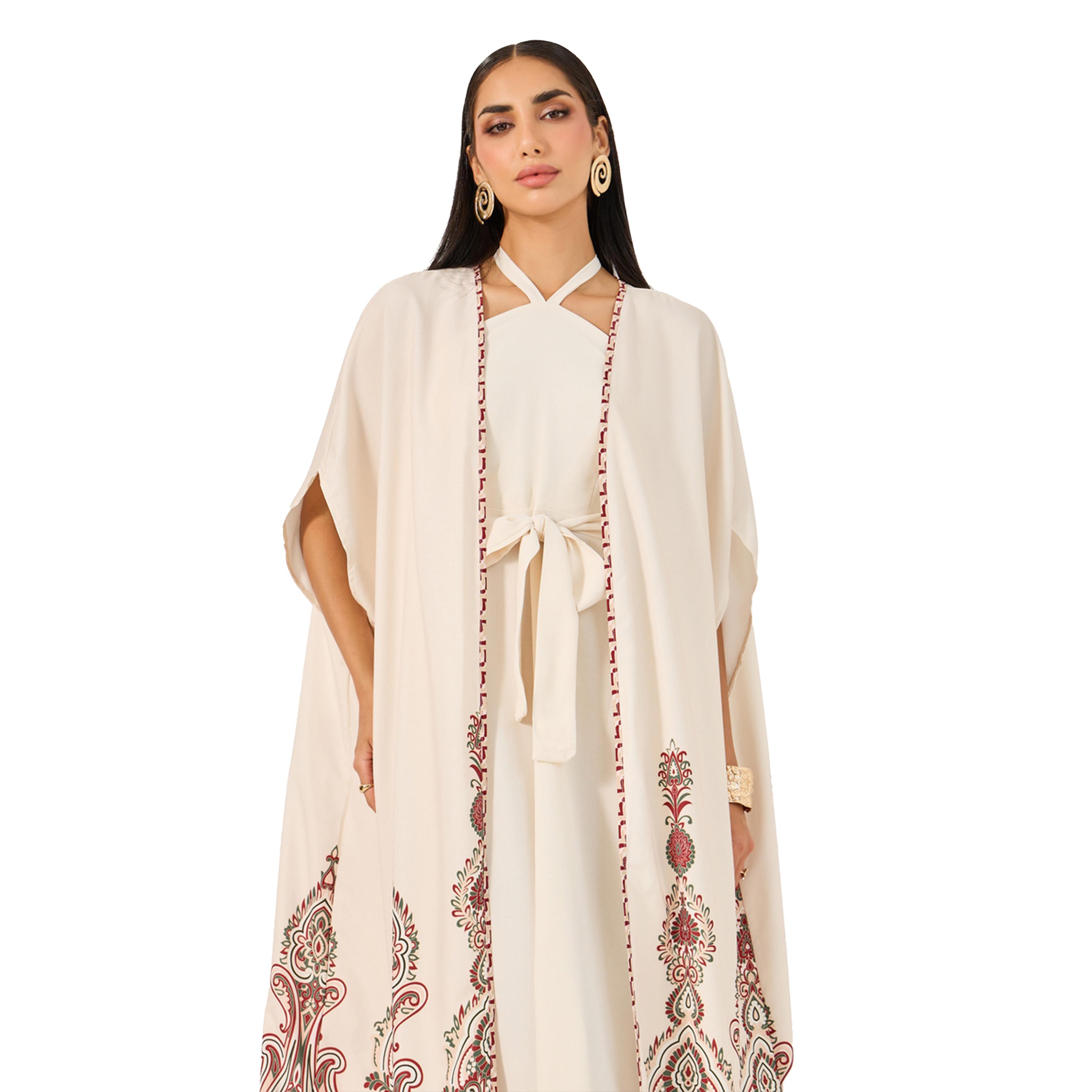 Styli Solid Tie Up Long Sleeve Maxi Dress for Everyday Wear-women-arabicclothing-abayas-image-3
