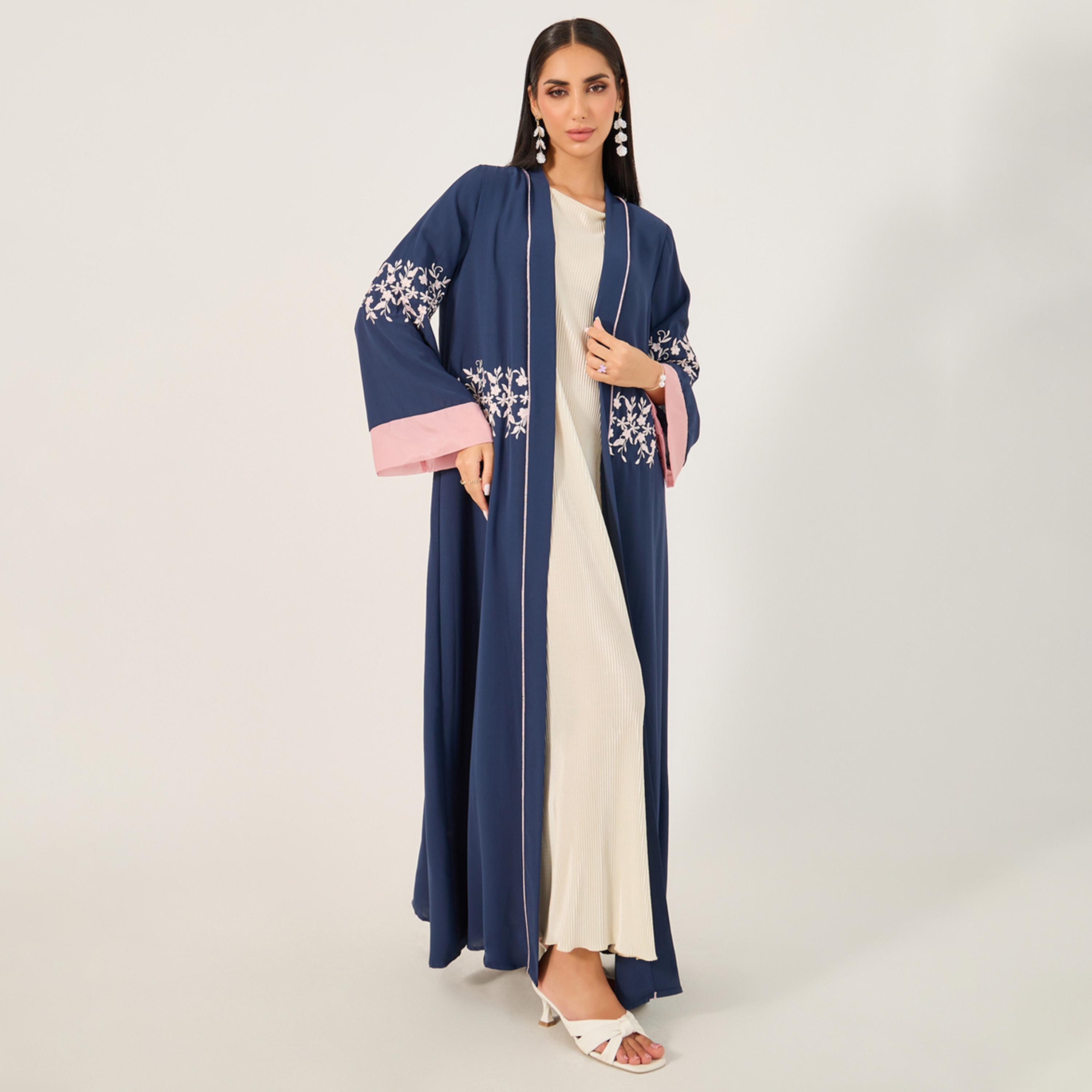 Styli Womens Elegant Solid V-Neck Long Sleeve Bodycon Maxi Dress-women-clothing-dresses-image-1