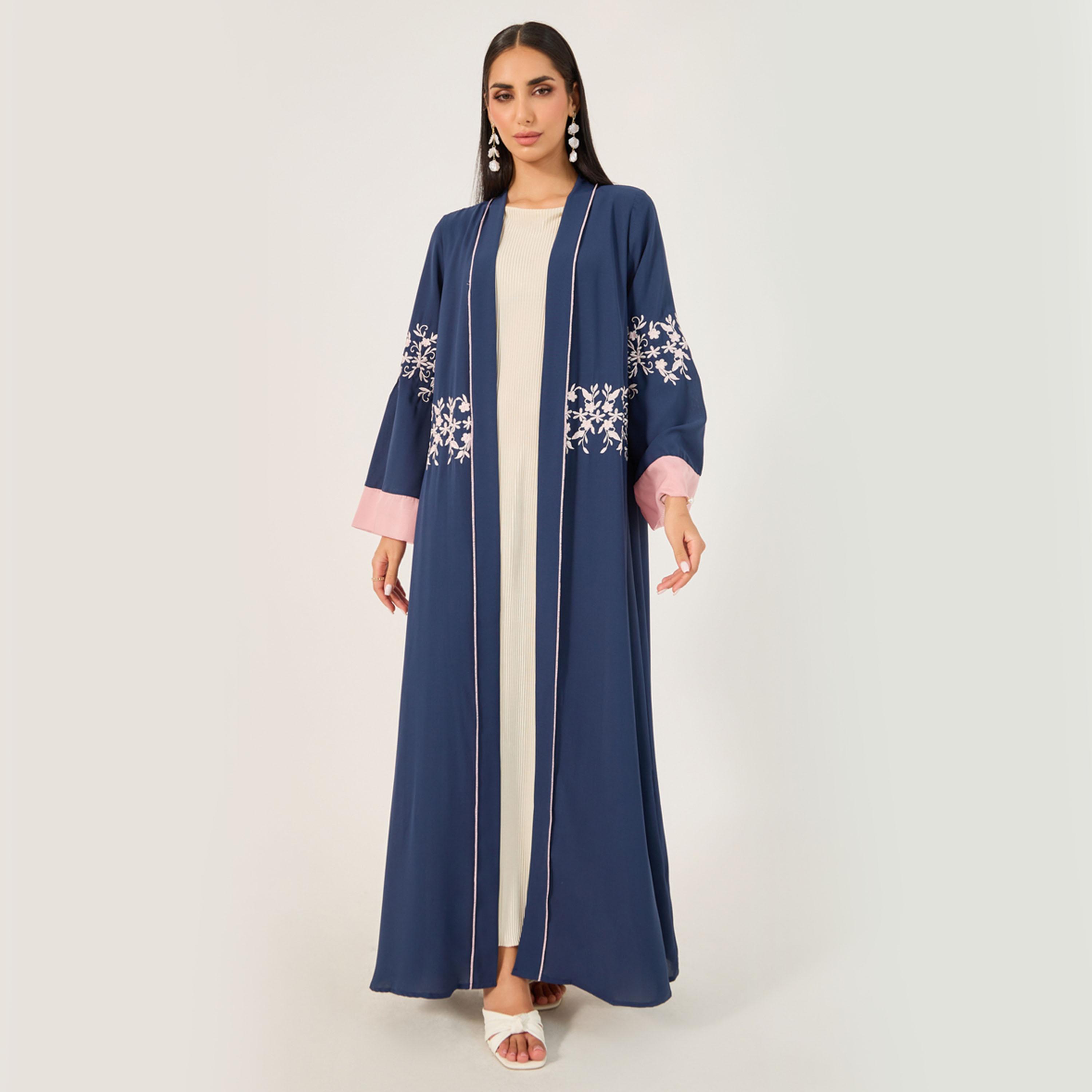 Styli Womens Elegant Solid V-Neck Long Sleeve Bodycon Maxi Dress-women-clothing-dresses-image-2