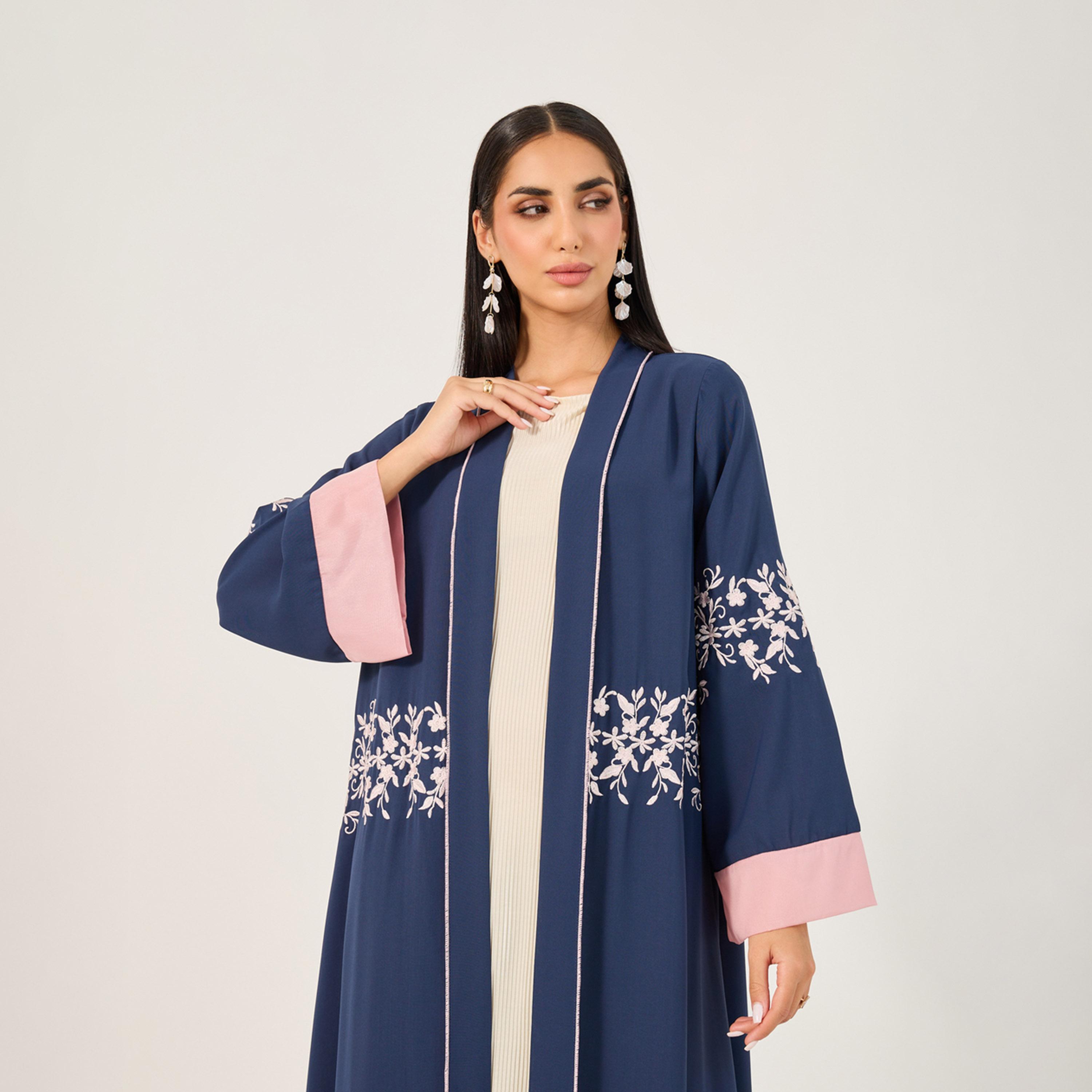 ستايلي - فستان ماكسي سادة ضيق أنيق للنساء بياقة على شكل حرف V وأكمام طويلة-women-clothing-dresses-image-3