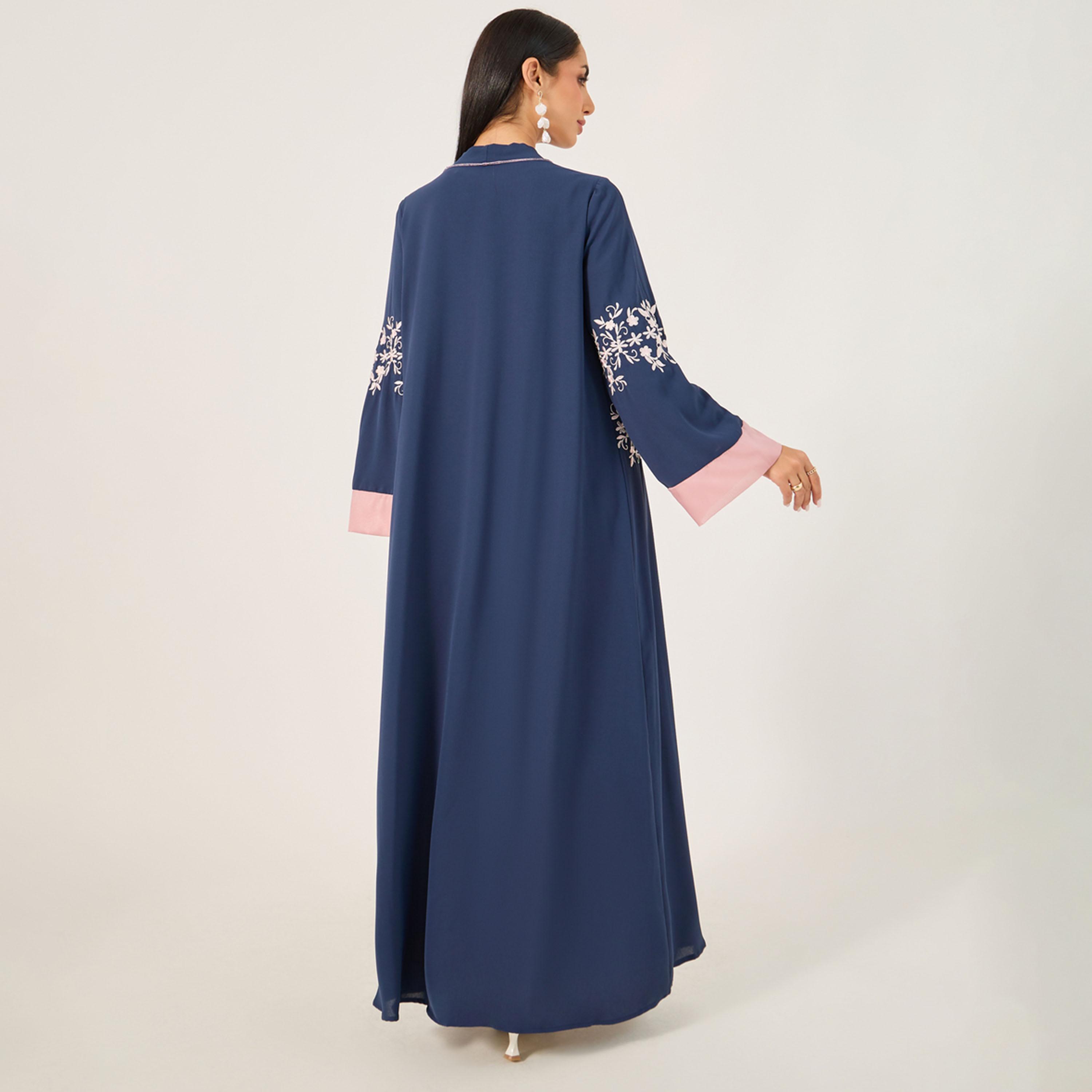 ستايلي - فستان ماكسي سادة ضيق أنيق للنساء بياقة على شكل حرف V وأكمام طويلة-women-clothing-dresses-image-5