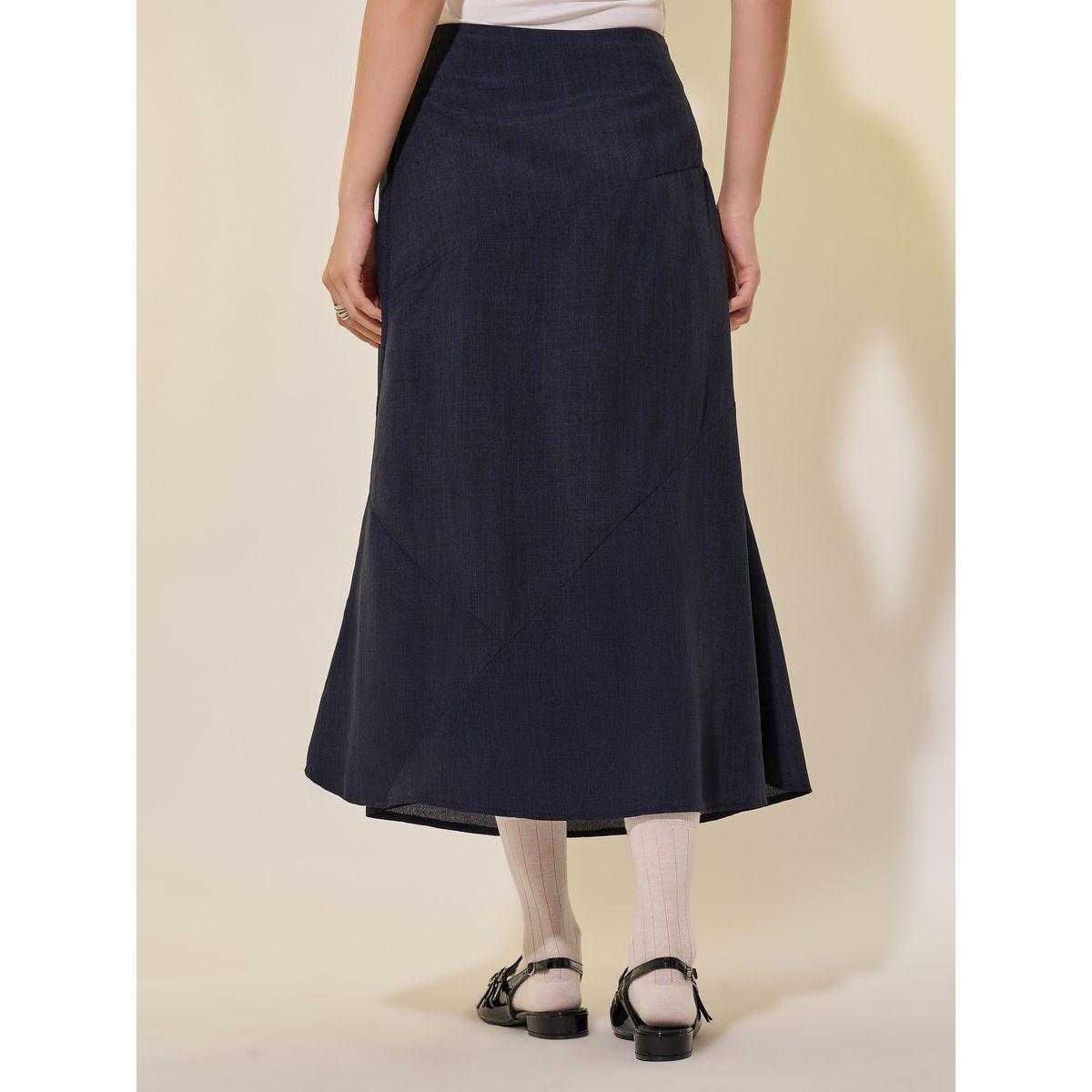 تنورة ميدي سادة بحافة واسعة وسحَّاب غلق-women-clothing-skirts-image-4
