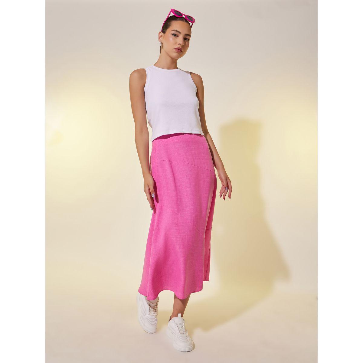 Styli Plain Side Zipper A-Line Midi Skirt-women-clothing-bottoms-skirts-image-1