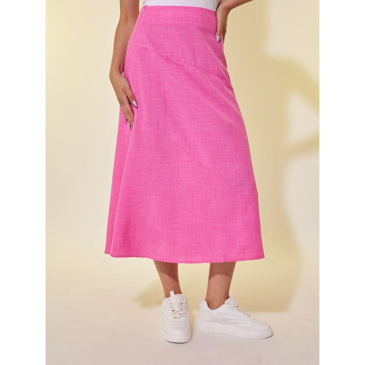 Styli Plain Side Zipper A-Line Midi Skirt-women-clothing-bottoms-skirts-image-2