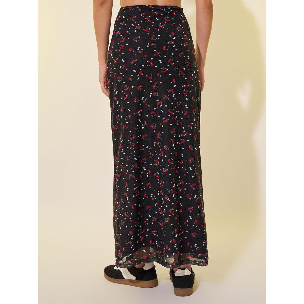 تنورة طويلة مطبعة بالكامل بطبعة كرز-women-clothing-bottoms-skirts-image-4