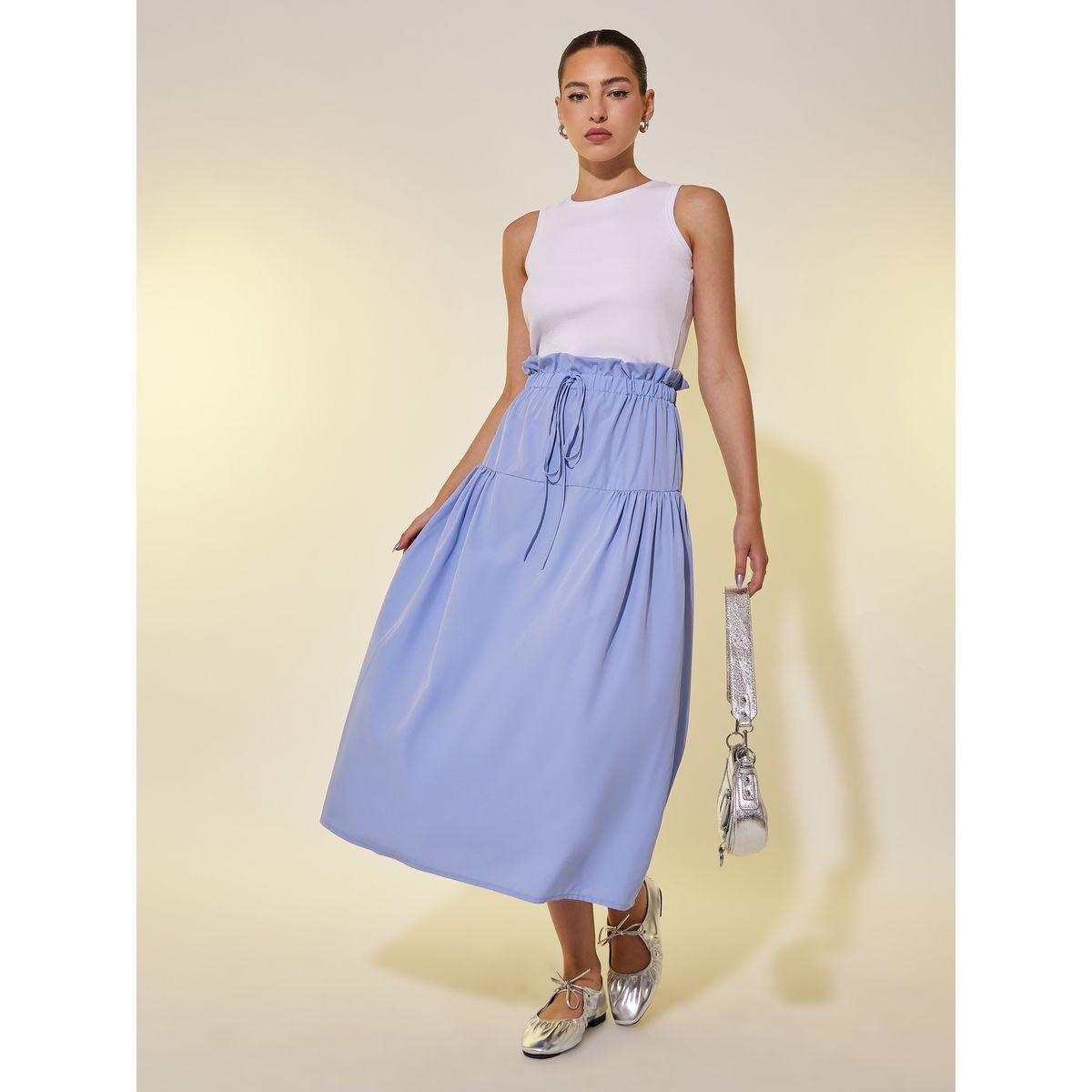 تنورة ميدي سادة بحافة واسعة-women-clothing-bottoms-skirts-image-1