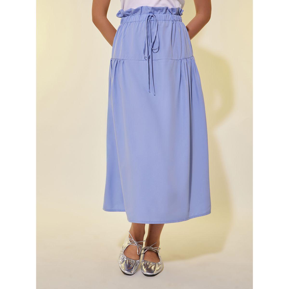 تنورة ميدي سادة بحافة واسعة-women-clothing-bottoms-skirts-image-2